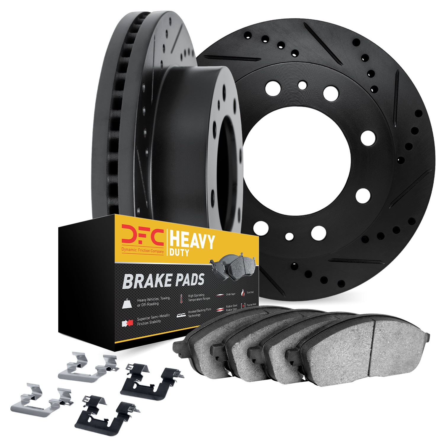DYN 8212-48012 DFC Brake Rotor - Drilled & Slotted - Black- HD Brake Pad - Hardware - Image 2