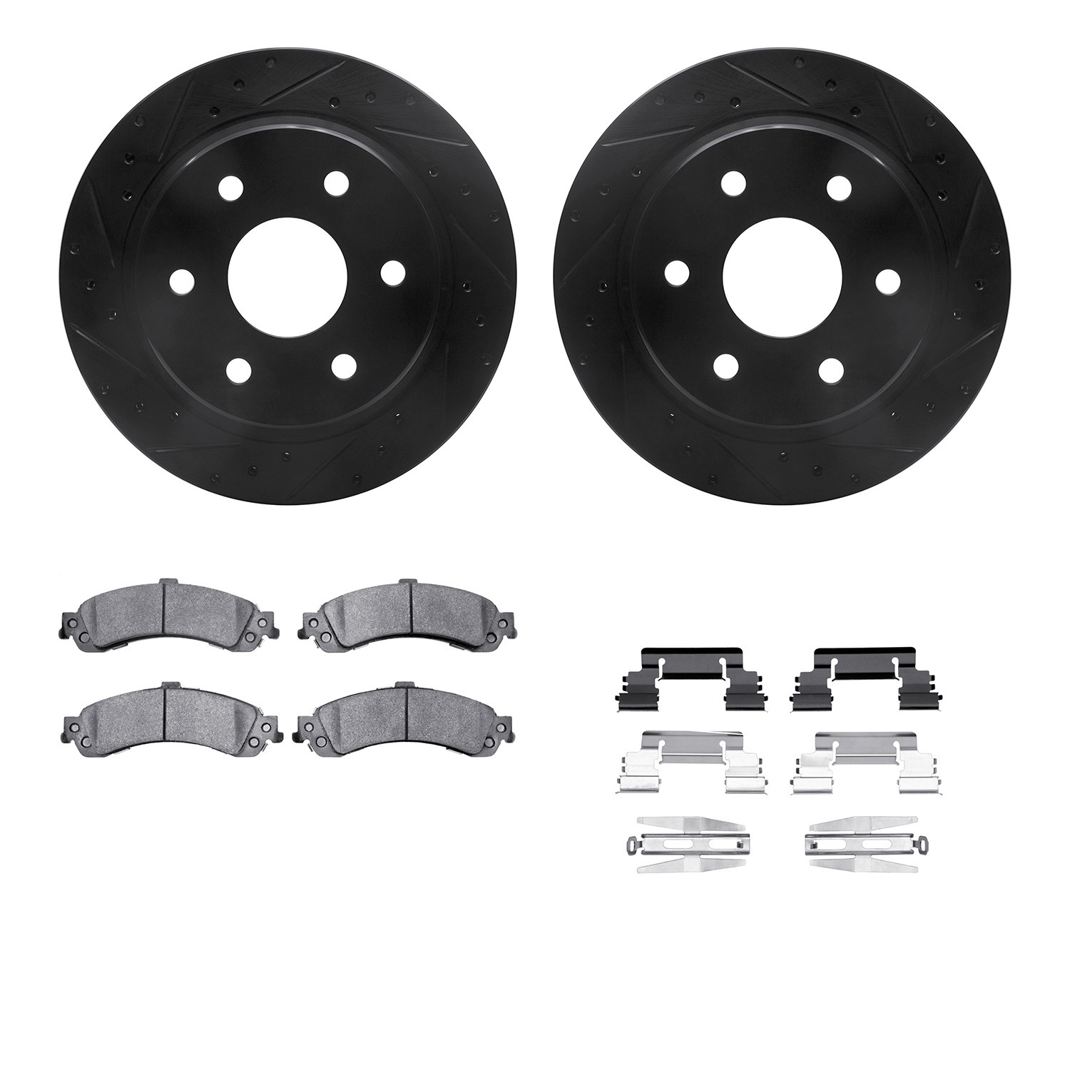 DYN 8212-48014 DFC Brake Rotor - Drilled & Slotted - Black- HD Brake Pad - Hardware
