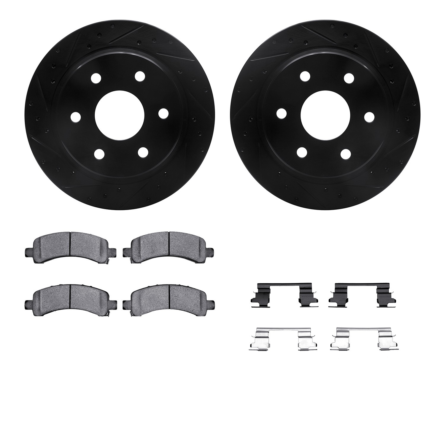 DYN 8212-48015 DFC Brake Rotor - Drilled & Slotted - Black- HD Brake Pad - Hardware