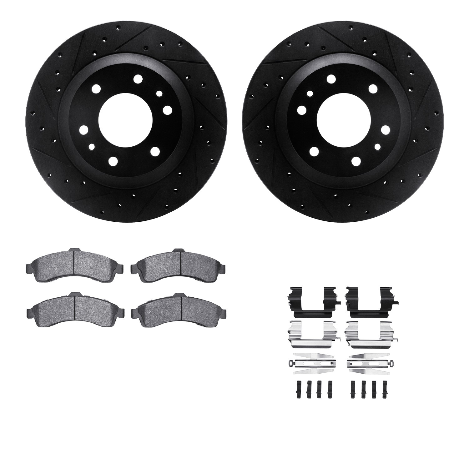DYN 8212-48019 DFC Brake Rotor - Drilled & Slotted - Black- HD Brake Pad - Hardware