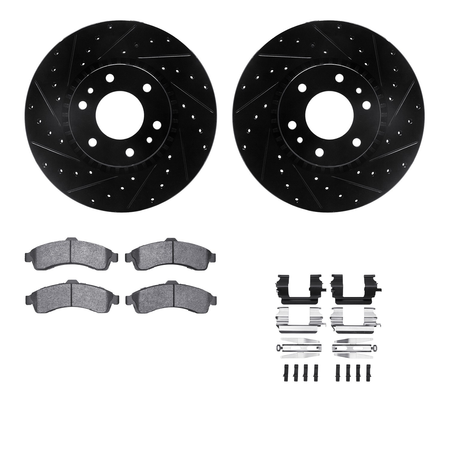 DYN 8212-48020 DFC Brake Rotor - Drilled & Slotted - Black- HD Brake Pad - Hardware