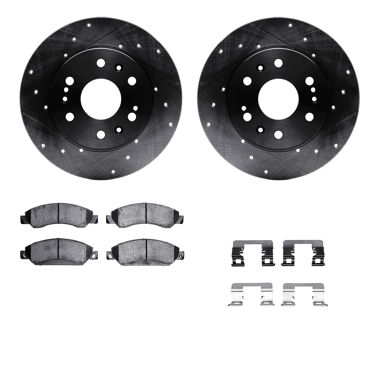 DYN 8212-48026 DFC Brake Rotor - Drilled & Slotted - Black- HD Brake Pad - Hardware