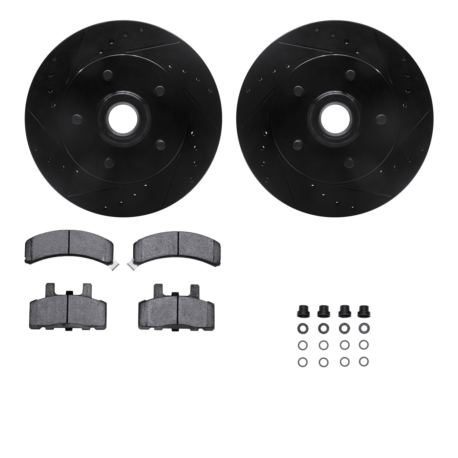 DYN 8212-48096 DFC Brake Rotor - Drilled & Slotted - Black- HD Brake Pad - Hardware