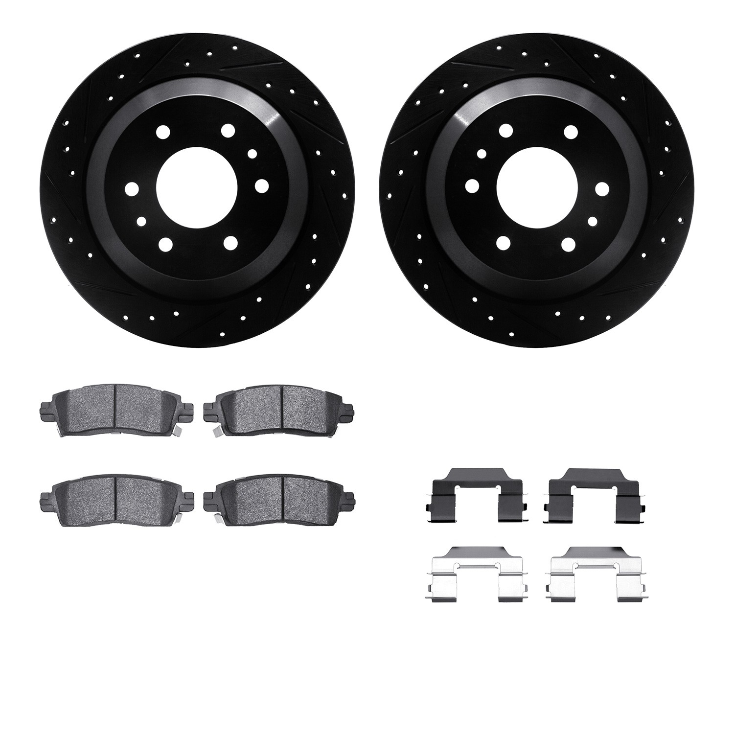 DYN 8212-48134 DFC Brake Rotor - Drilled & Slotted - Black- HD Brake Pad - Hardware