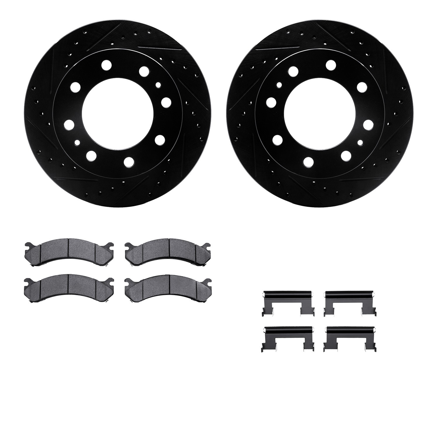 DYN 8212-48145 DFC Brake Rotor - Drilled & Slotted - Black- HD Brake Pad - Hardware