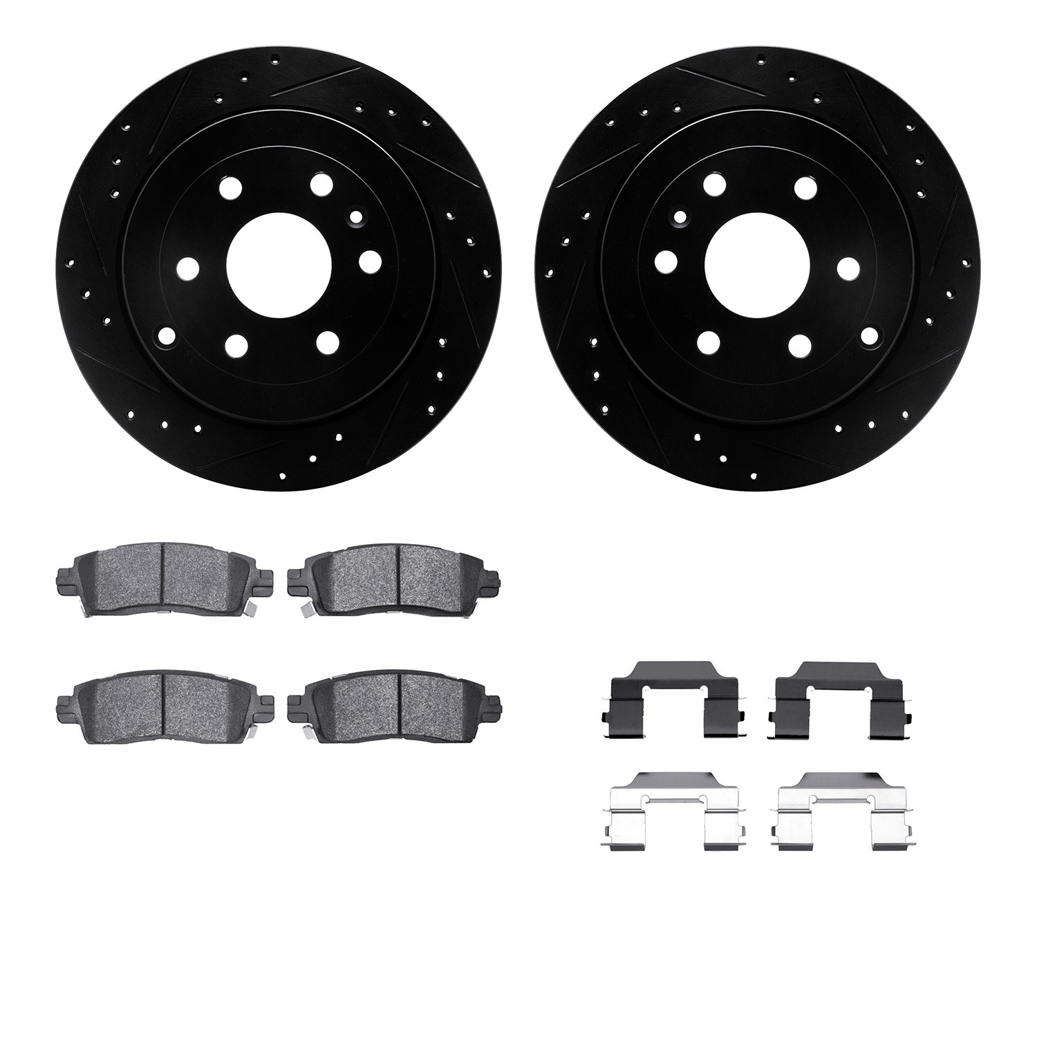 DYN 8212-48152 DFC Brake Rotor - Drilled & Slotted - Black- HD Brake Pad - Hardware