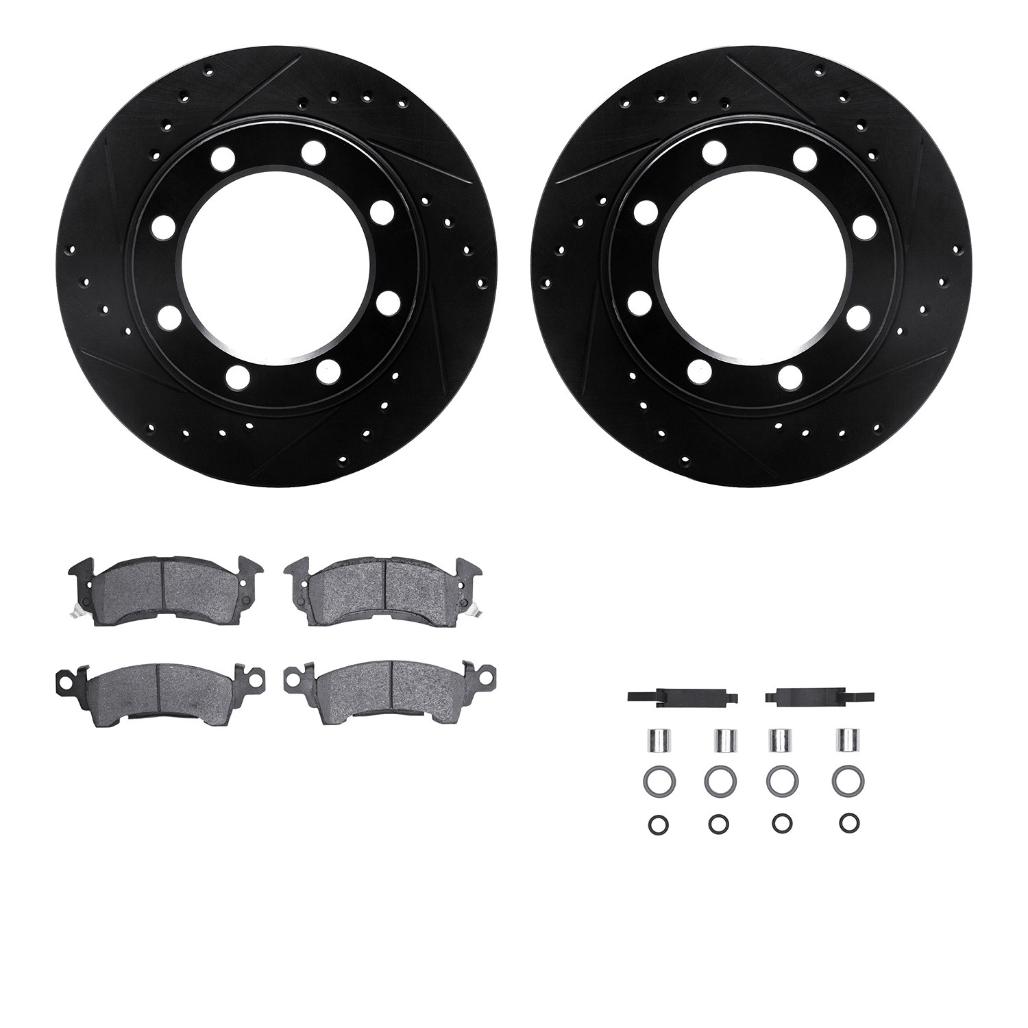 DYN 8212-48163 DFC Brake Rotor - Drilled & Slotted - Black- HD Brake Pad - Hardware