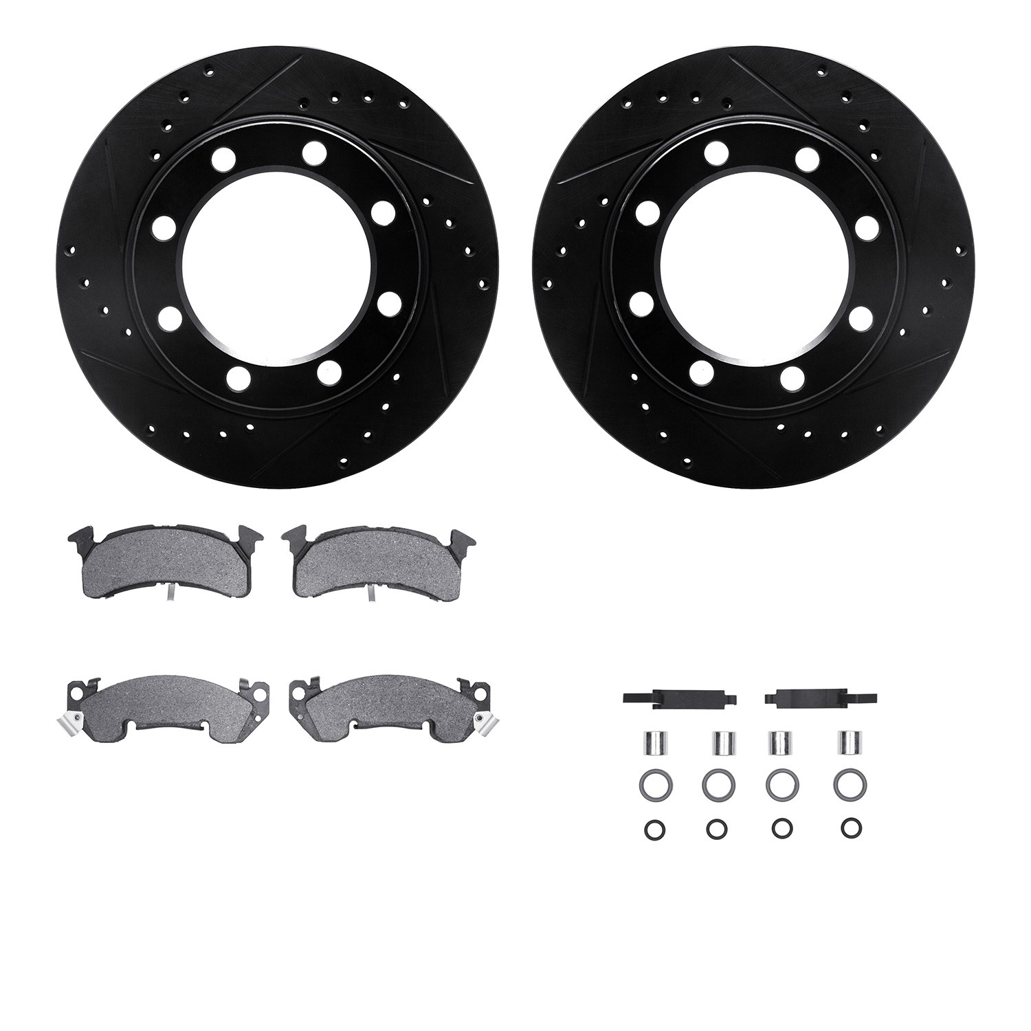 DYN 8212-48164 DFC Brake Rotor - Drilled & Slotted - Black- HD Brake Pad - Hardware