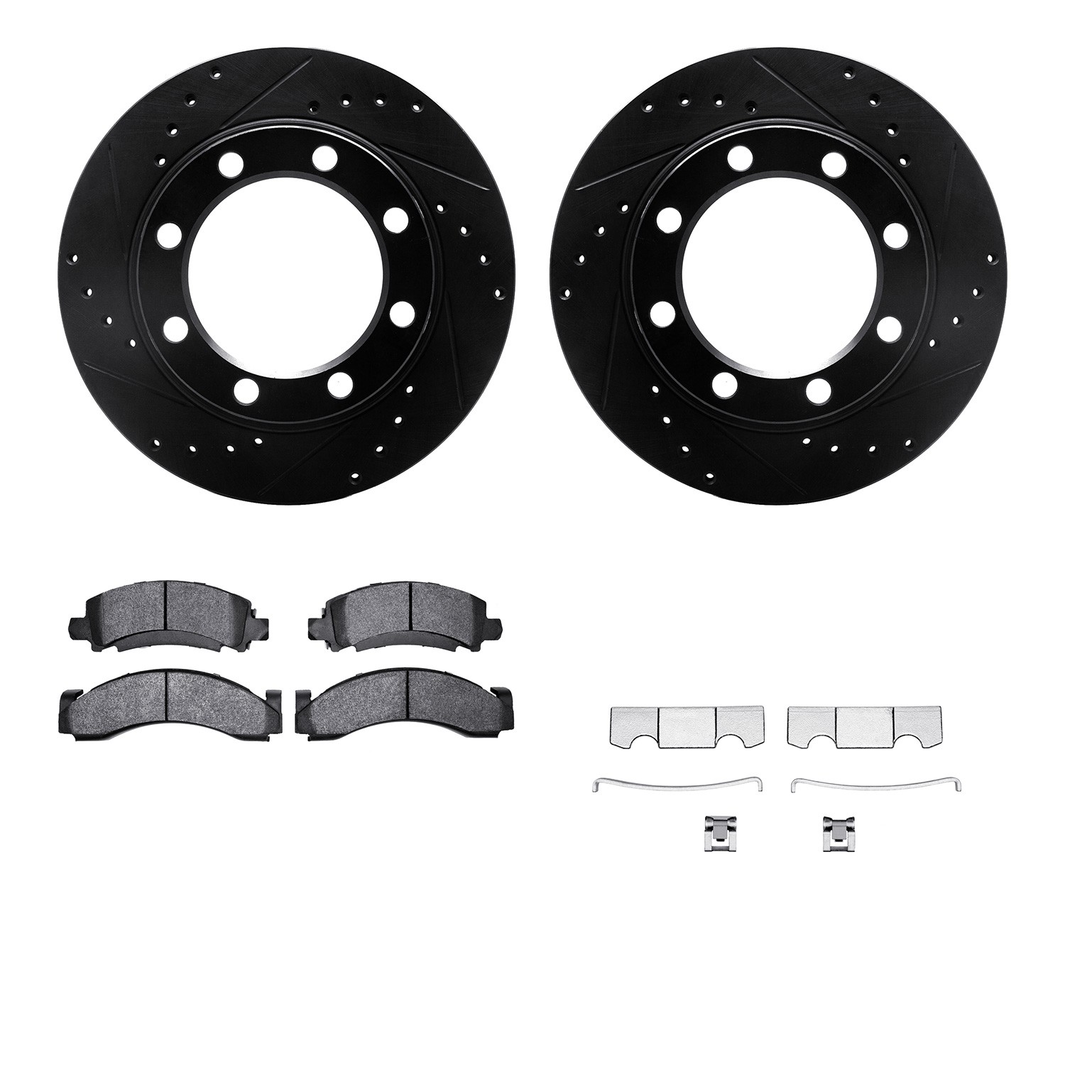 DYN 8212-48165 DFC Brake Rotor - Drilled & Slotted - Black- HD Brake Pad - Hardware