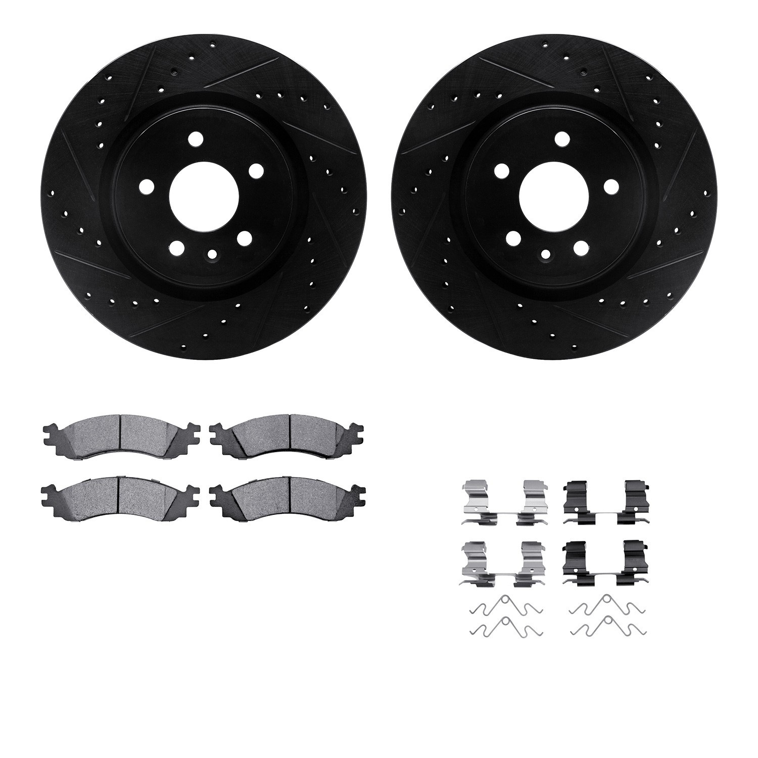 DYN 8212-54001 DFC Brake Rotor - Drilled & Slotted - Black- HD Brake Pad - Hardware