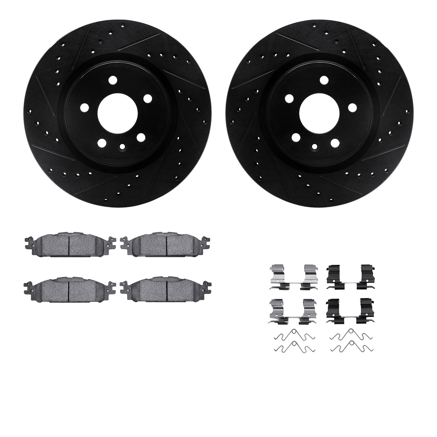 DYN 8212-54002 DFC Brake Rotor - Drilled & Slotted - Black- HD Brake Pad - Hardware