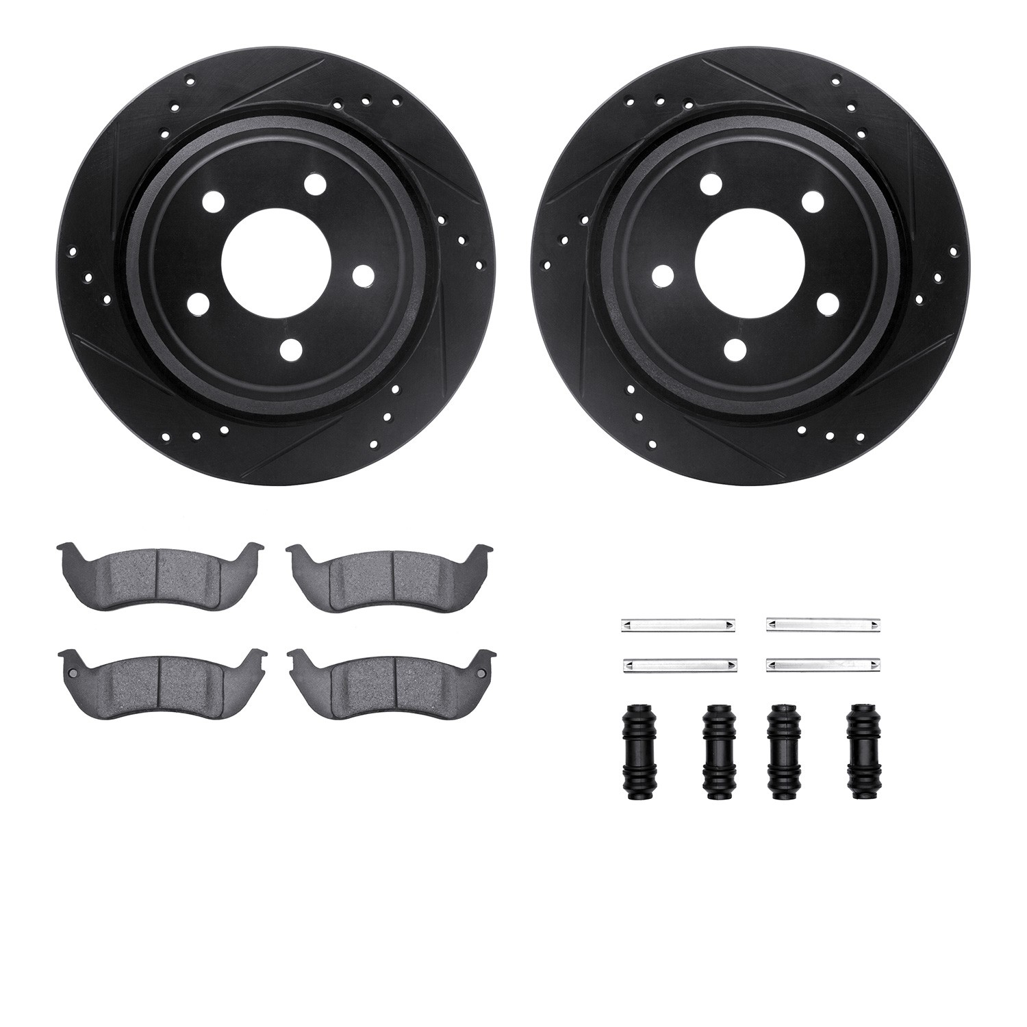DYN 8212-54003 DFC Brake Rotor - Drilled & Slotted - Black- HD Brake Pad - Hardware