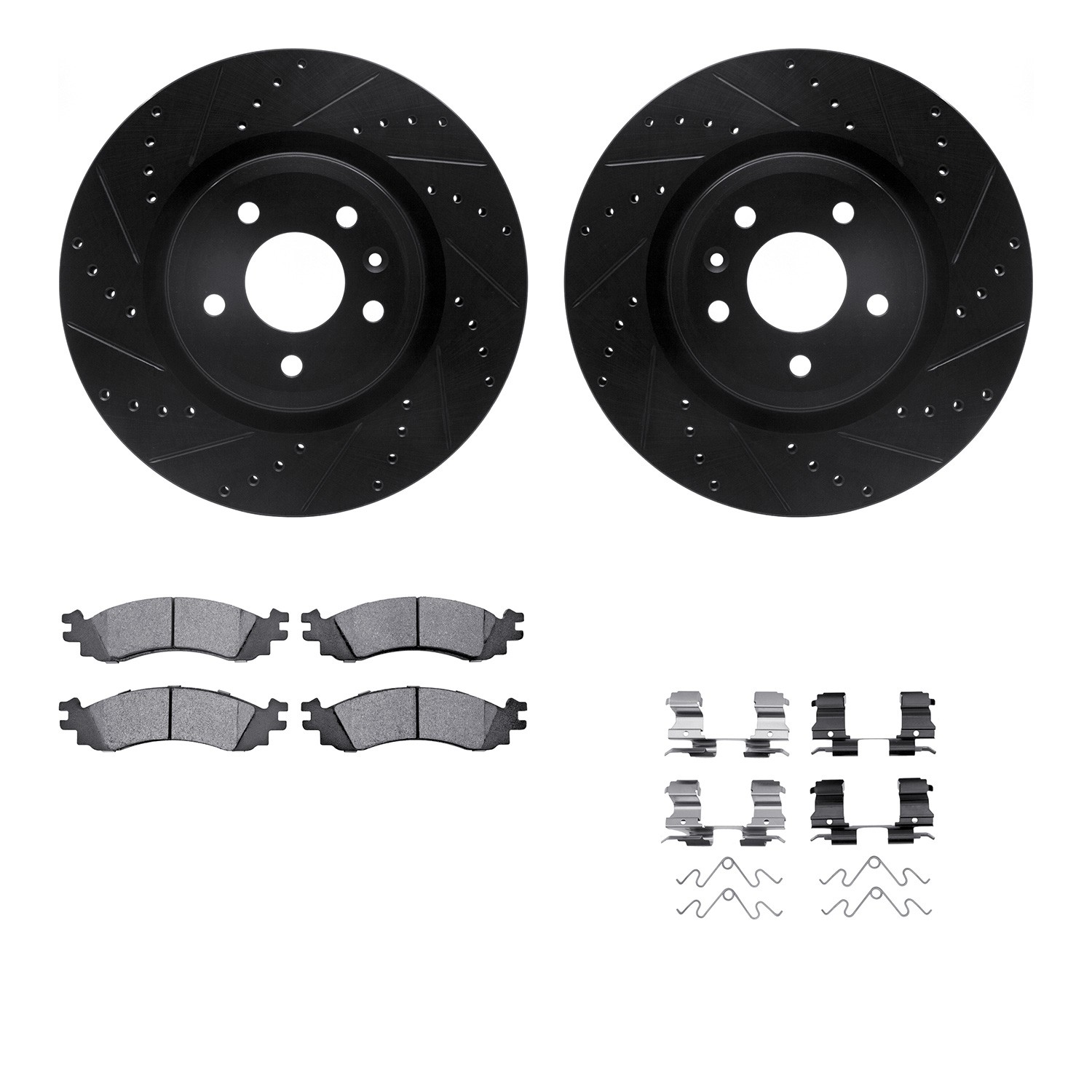 DYN 8212-54004 DFC Brake Rotor - Drilled & Slotted - Black- HD Brake Pad - Hardware