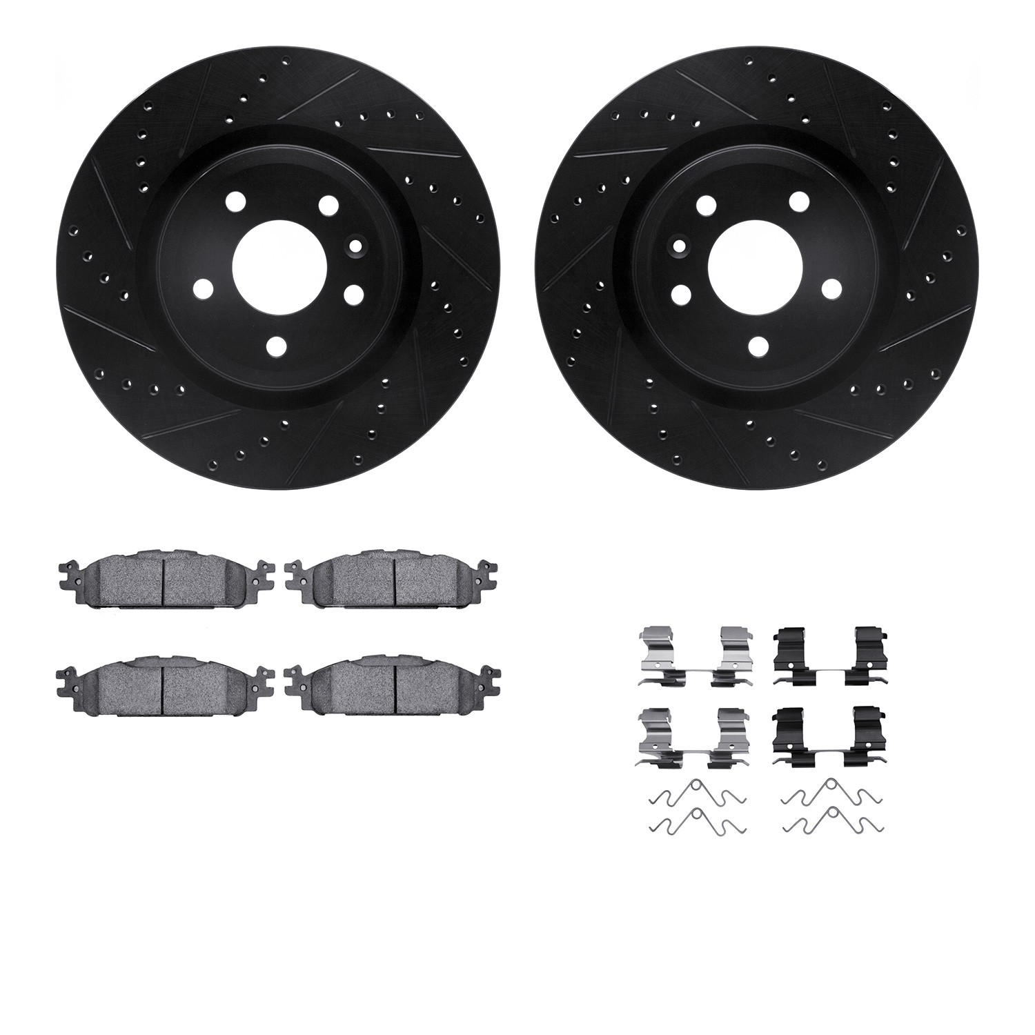 DYN 8212-54005 DFC Brake Rotor - Drilled & Slotted - Black- HD Brake Pad - Hardware