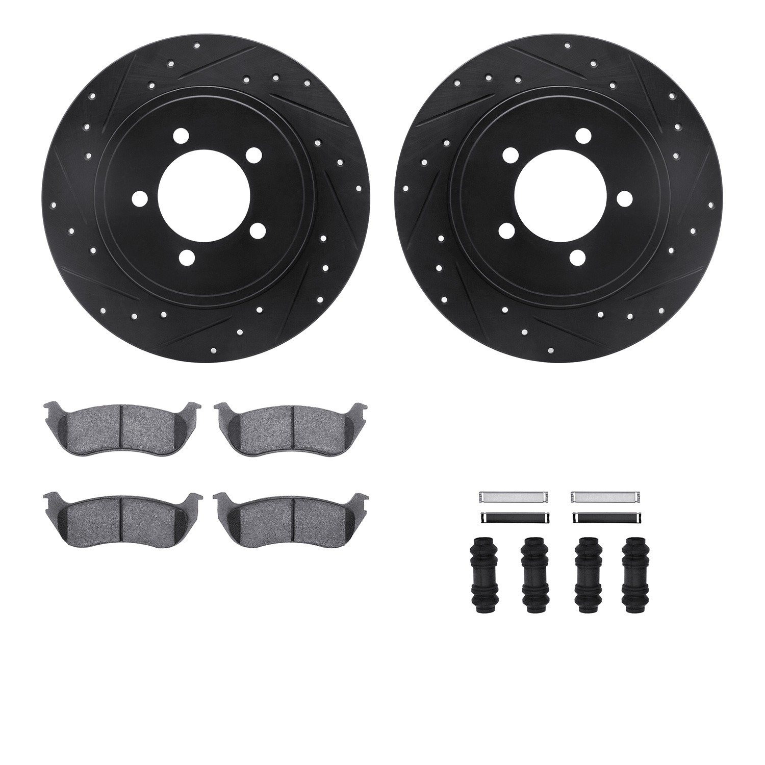 DYN 8212-54006 DFC Brake Rotor - Drilled & Slotted - Black- HD Brake Pad - Hardware
