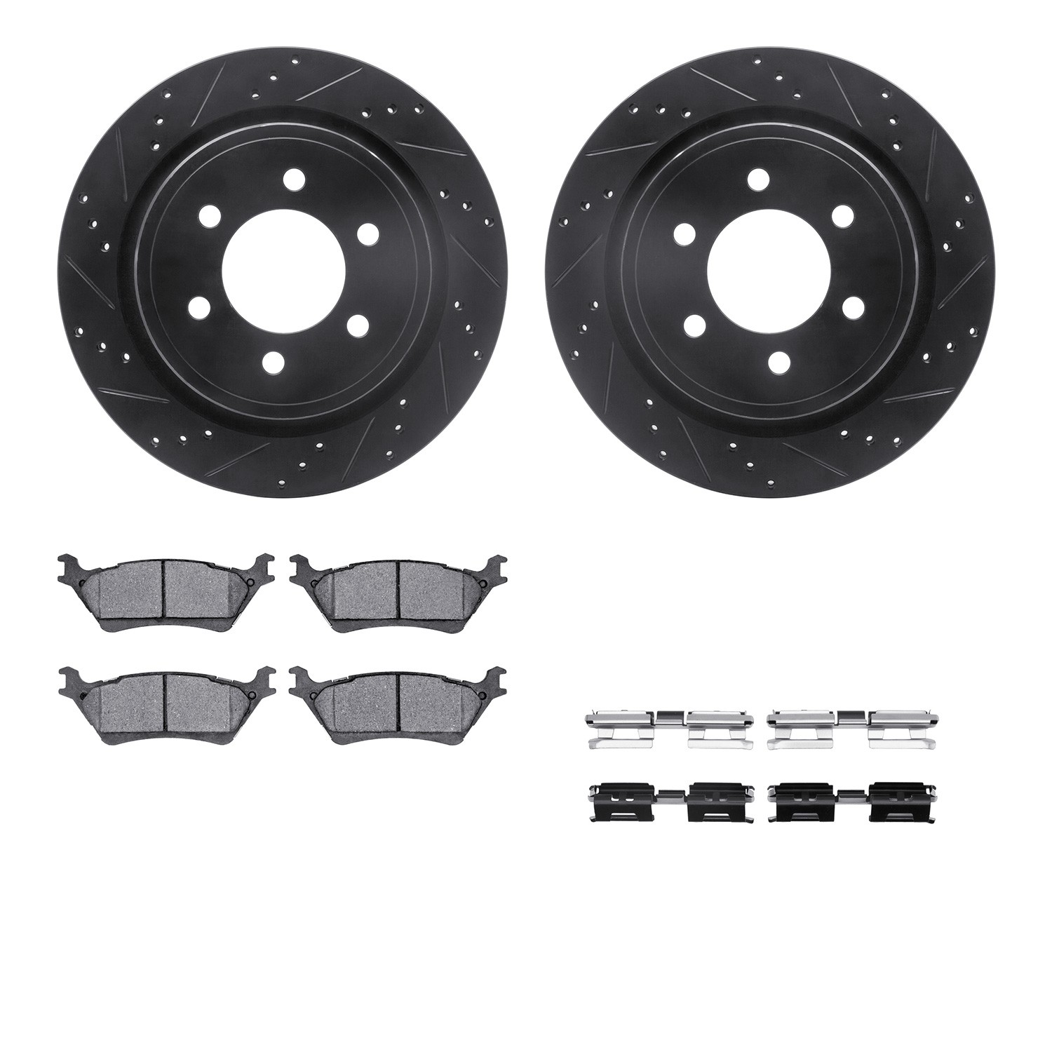 DYN 8212-54010 DFC Brake Rotor - Drilled & Slotted - Black- HD Brake Pad - Hardware