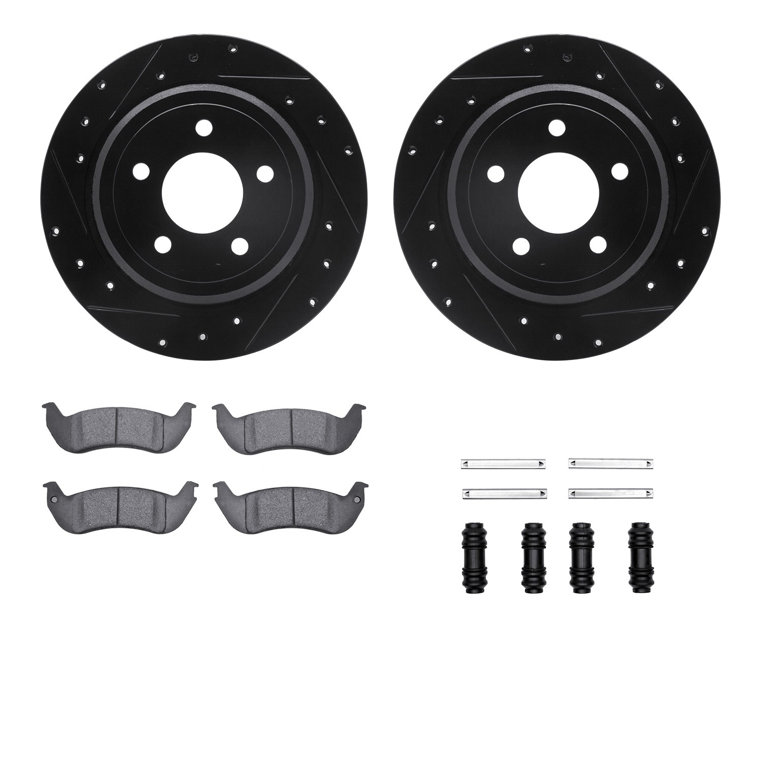 DYN 8212-56001 DFC Brake Rotor - Drilled & Slotted - Black- HD Brake Pad - Hardware