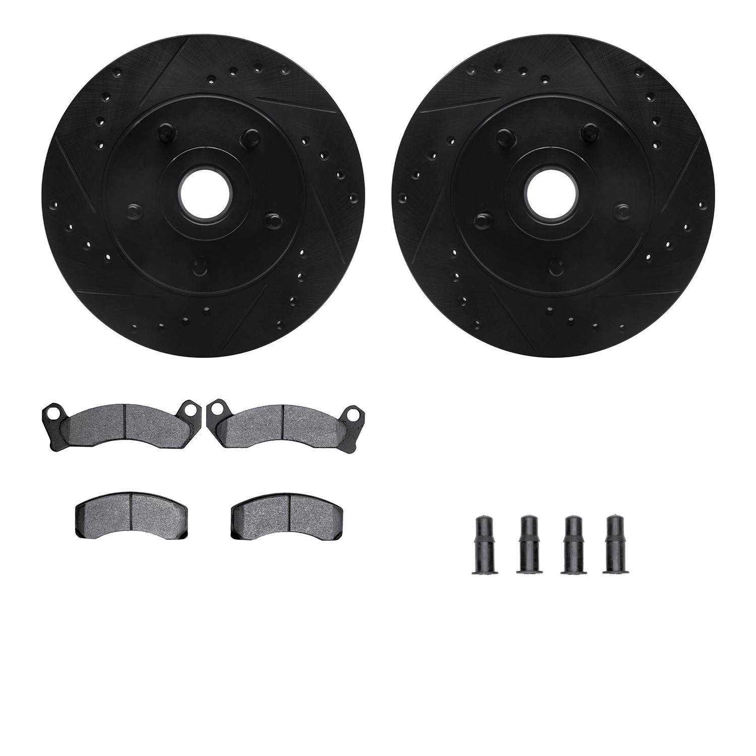 DYN 8212-56012 DFC Brake Rotor - Drilled & Slotted - Black- HD Brake Pad - Hardware