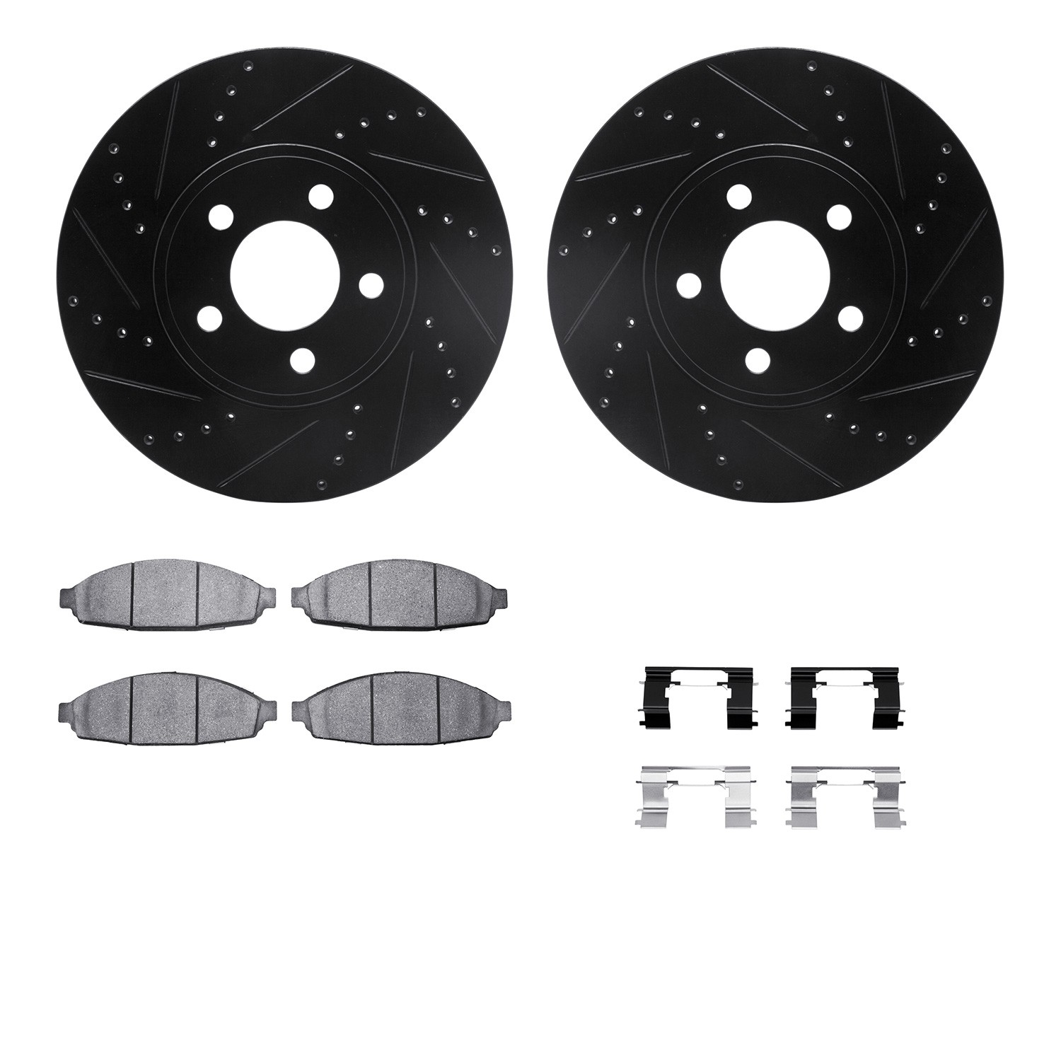 DYN 8212-56037 DFC Brake Rotor - Drilled & Slotted - Black- HD Brake Pad - Hardware
