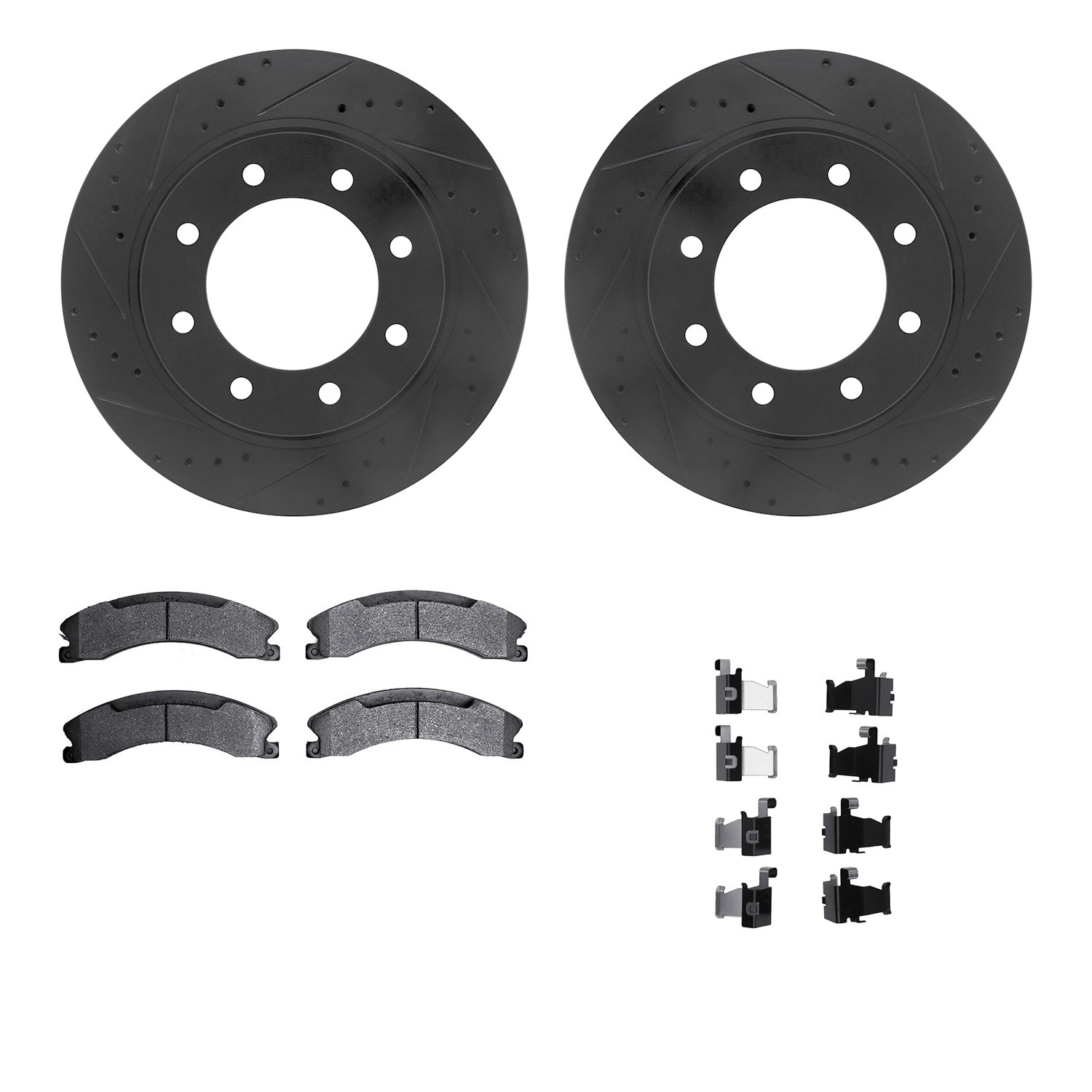 DYN 8212-67004 DFC Brake Rotor - Drilled & Slotted - Black- HD Brake Pad - Hardware