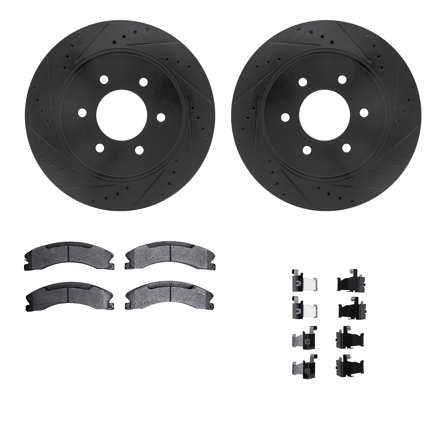DYN 8212-67005 DFC Brake Rotor - Drilled & Slotted - Black- HD Brake Pad - Hardware