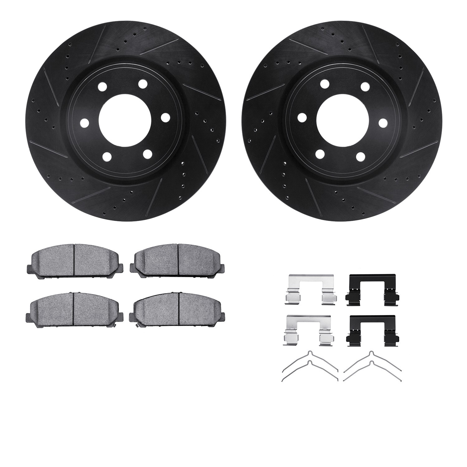 DYN 8212-68001 DFC Brake Rotor - Drilled & Slotted - Black- HD Brake Pad - Hardware