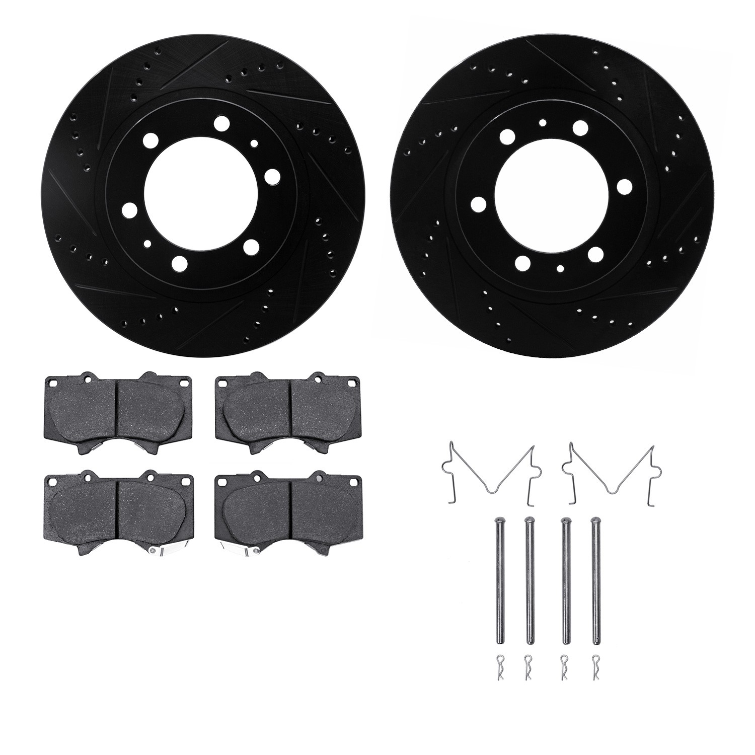 DYN 8212-76004 DFC Brake Rotor - Drilled & Slotted - Black- HD Brake Pad - Hardware