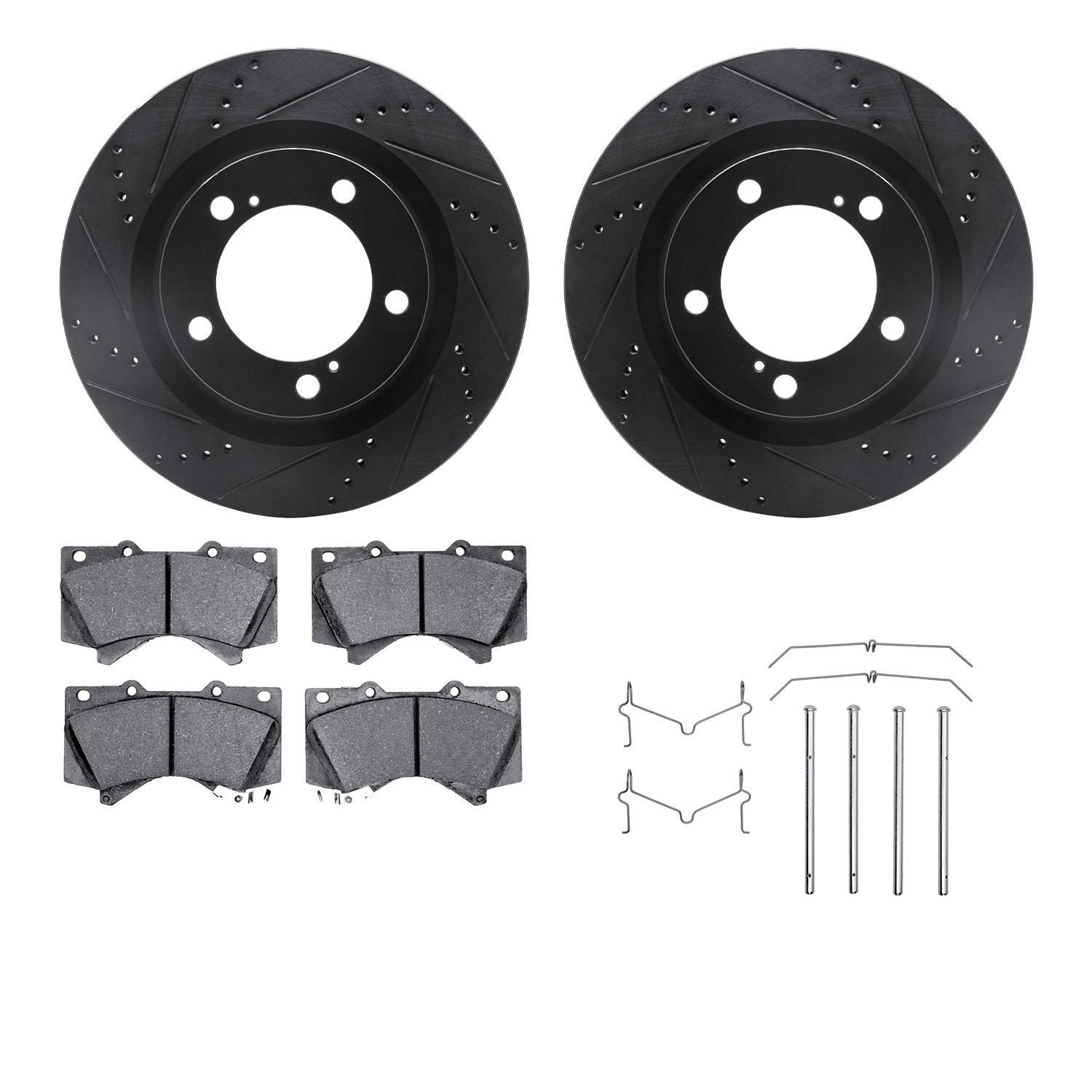 DYN 8212-76005 DFC Brake Rotor - Drilled & Slotted - Black- HD Brake Pad - Hardware