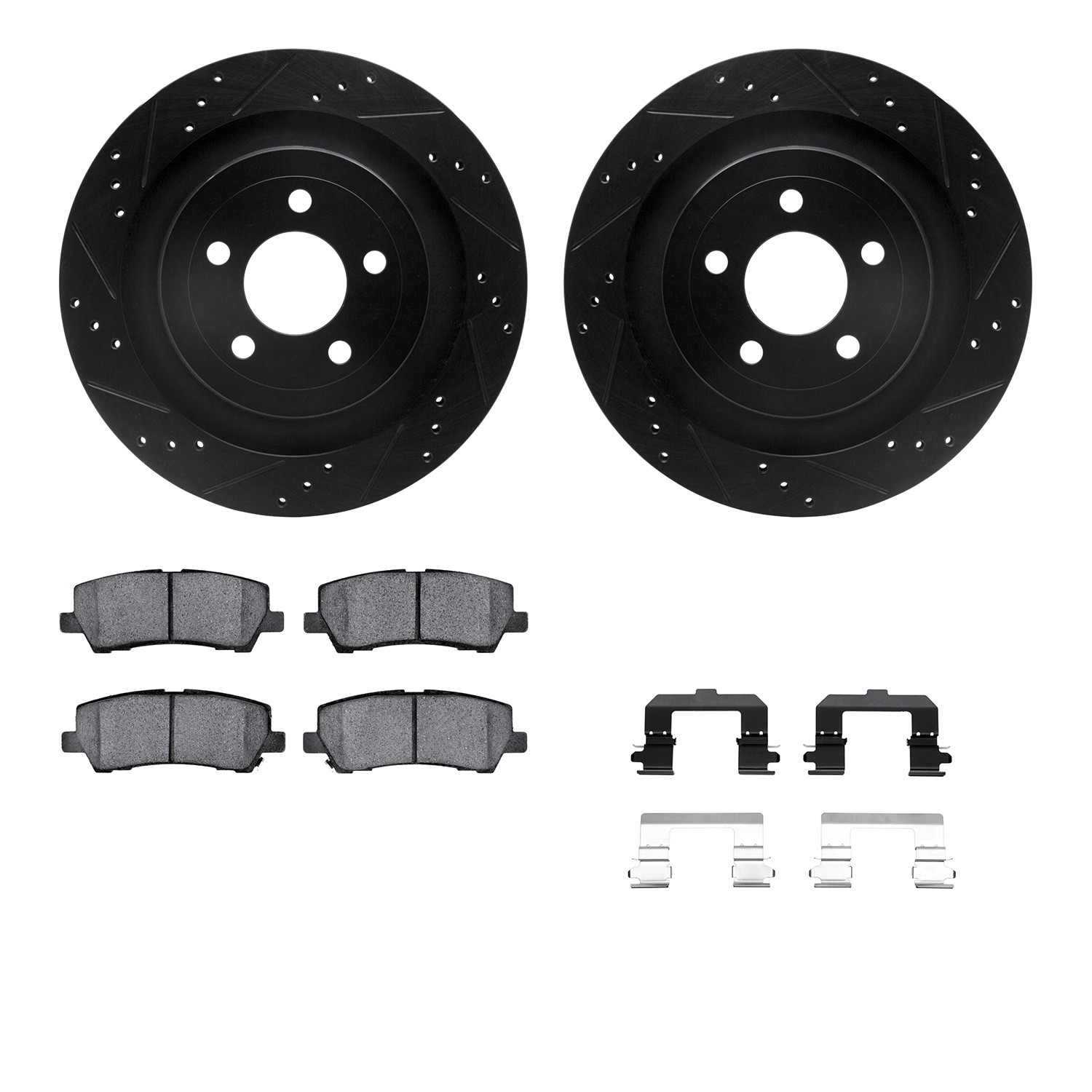 DYN 8212-99051 DFC Brake Rotor - Drilled & Slotted - Black- HD Brake Pad - Hardware