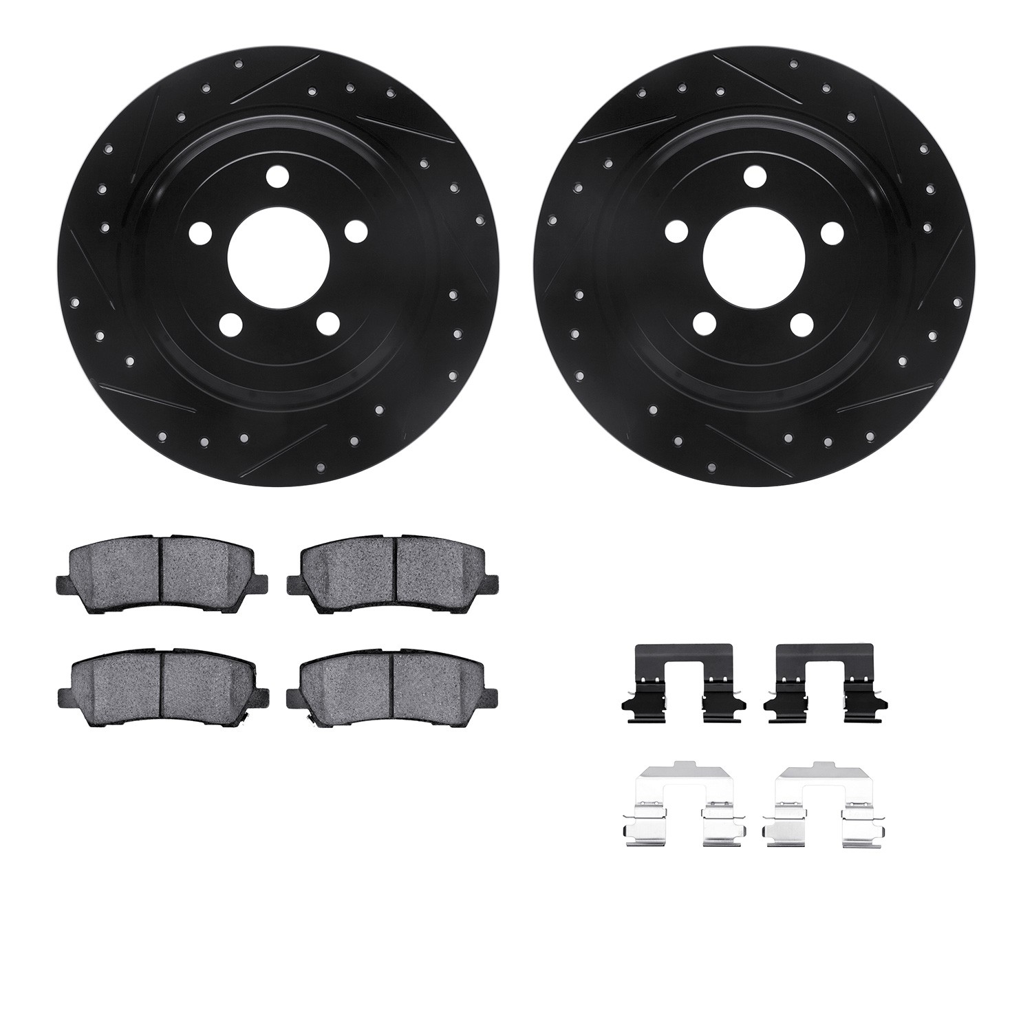 DYN 8212-99054 DFC Brake Rotor - Drilled & Slotted - Black- HD Brake Pad - Hardware