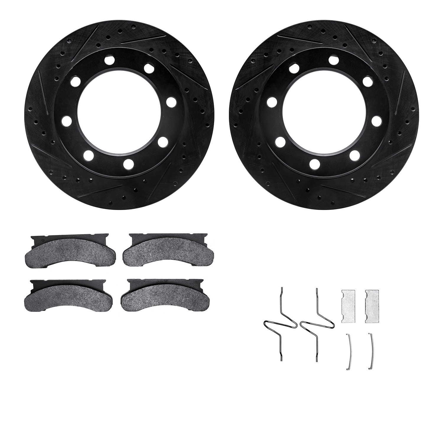 DYN 8212-99090 DFC Brake Rotor - Drilled & Slotted - Black- HD Brake Pad - Hardware