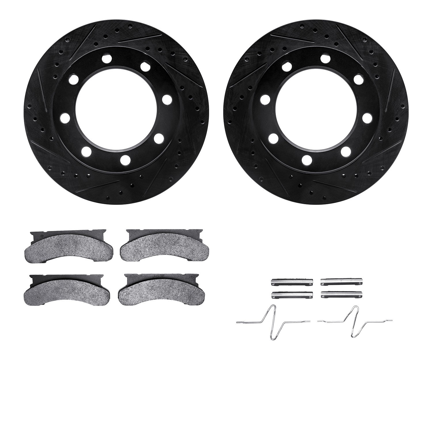 DYN 8212-99091 DFC Brake Rotor - Drilled & Slotted - Black- HD Brake Pad - Hardware