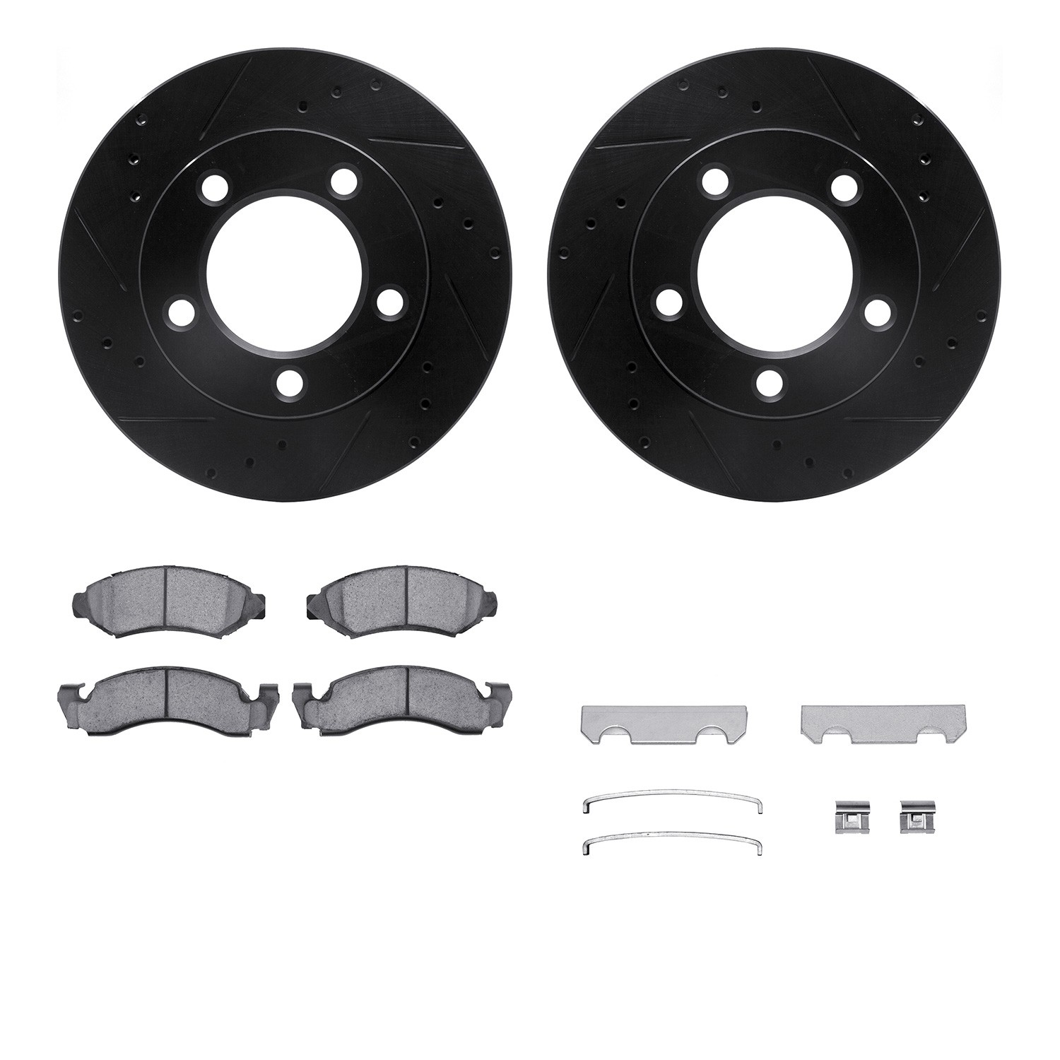 DYN 8212-99092 DFC Brake Rotor - Drilled & Slotted - Black- HD Brake Pad - Hardware