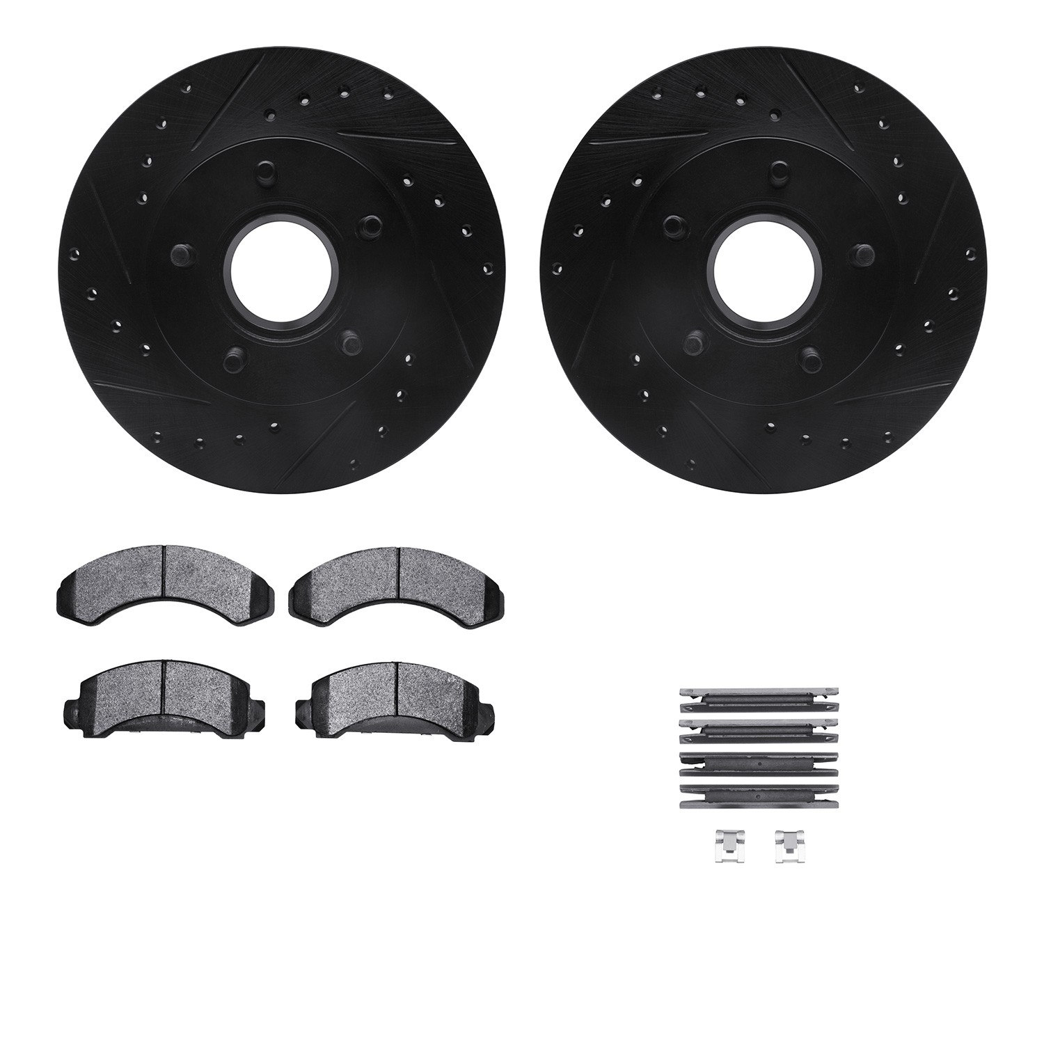 DYN 8212-99095 DFC Brake Rotor - Drilled & Slotted - Black- HD Brake Pad - Hardware