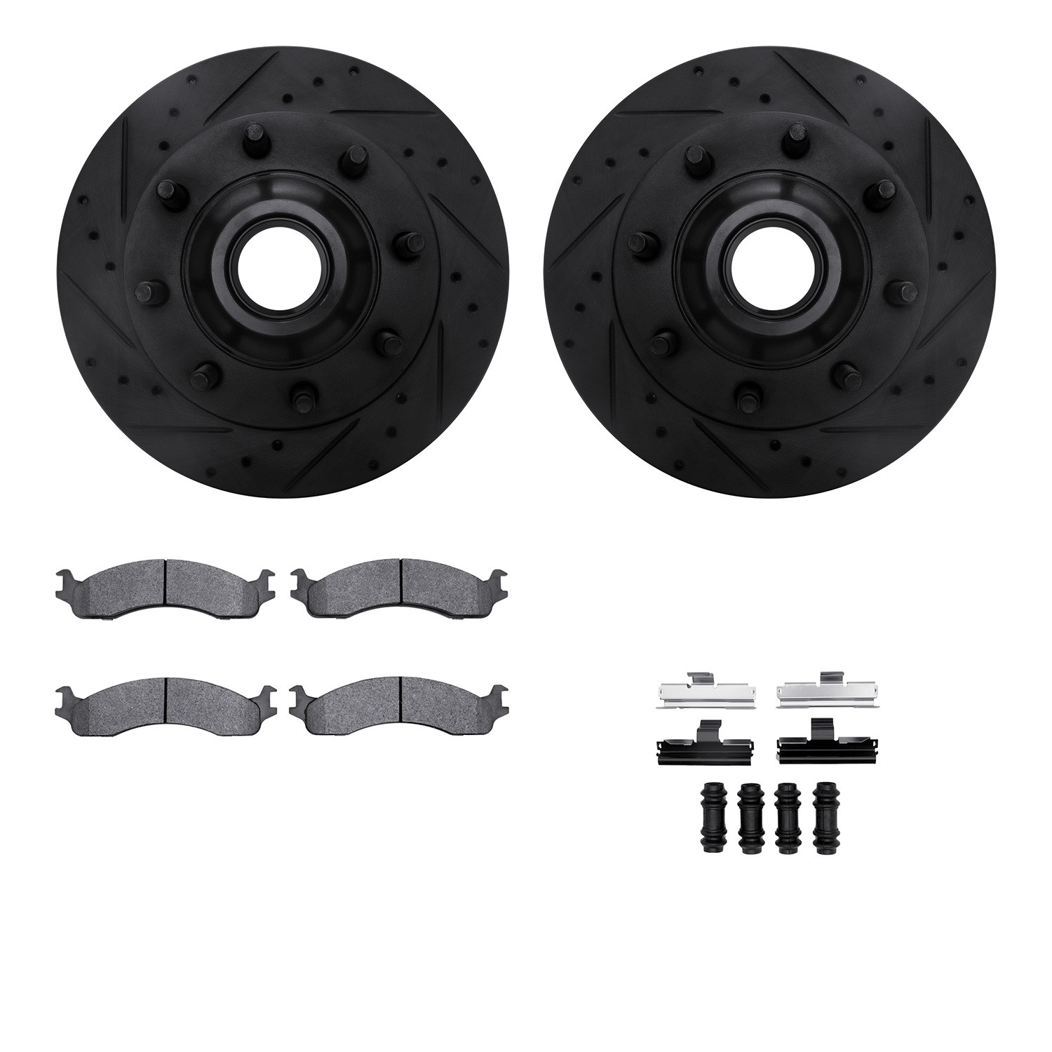 DYN 8212-99118 DFC Brake Rotor - Drilled & Slotted - Black- HD Brake Pad - Hardware