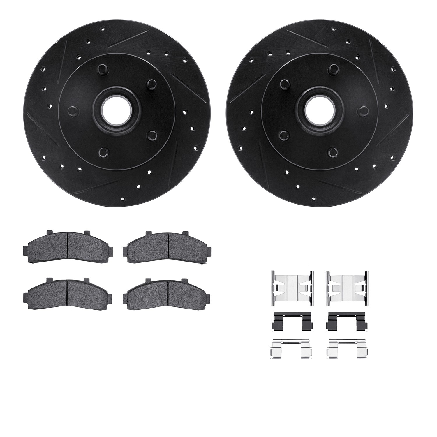 DYN 8212-99120 DFC Brake Rotor - Drilled & Slotted - Black- HD Brake Pad - Hardware