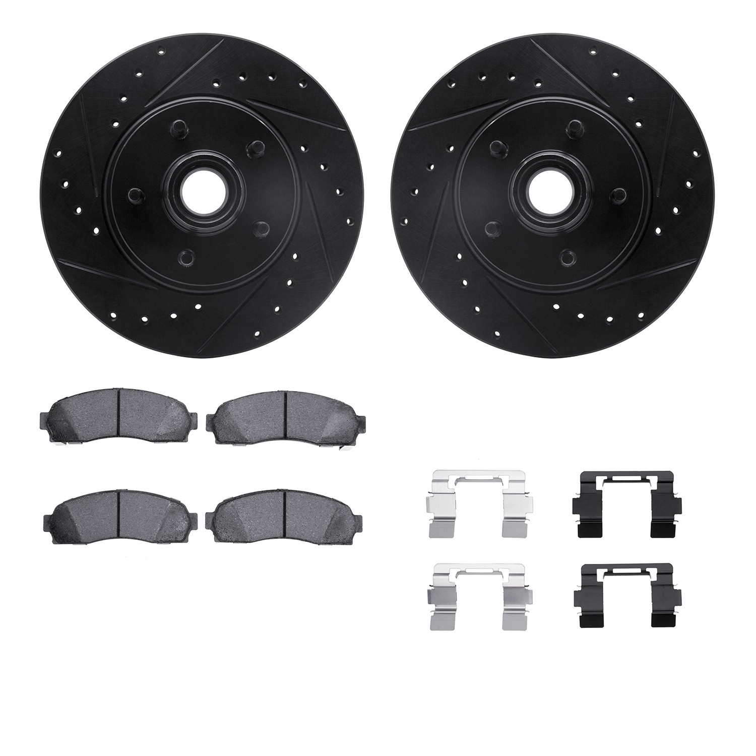 DYN 8212-99124 DFC Brake Rotor - Drilled & Slotted - Black- HD Brake Pad - Hardware