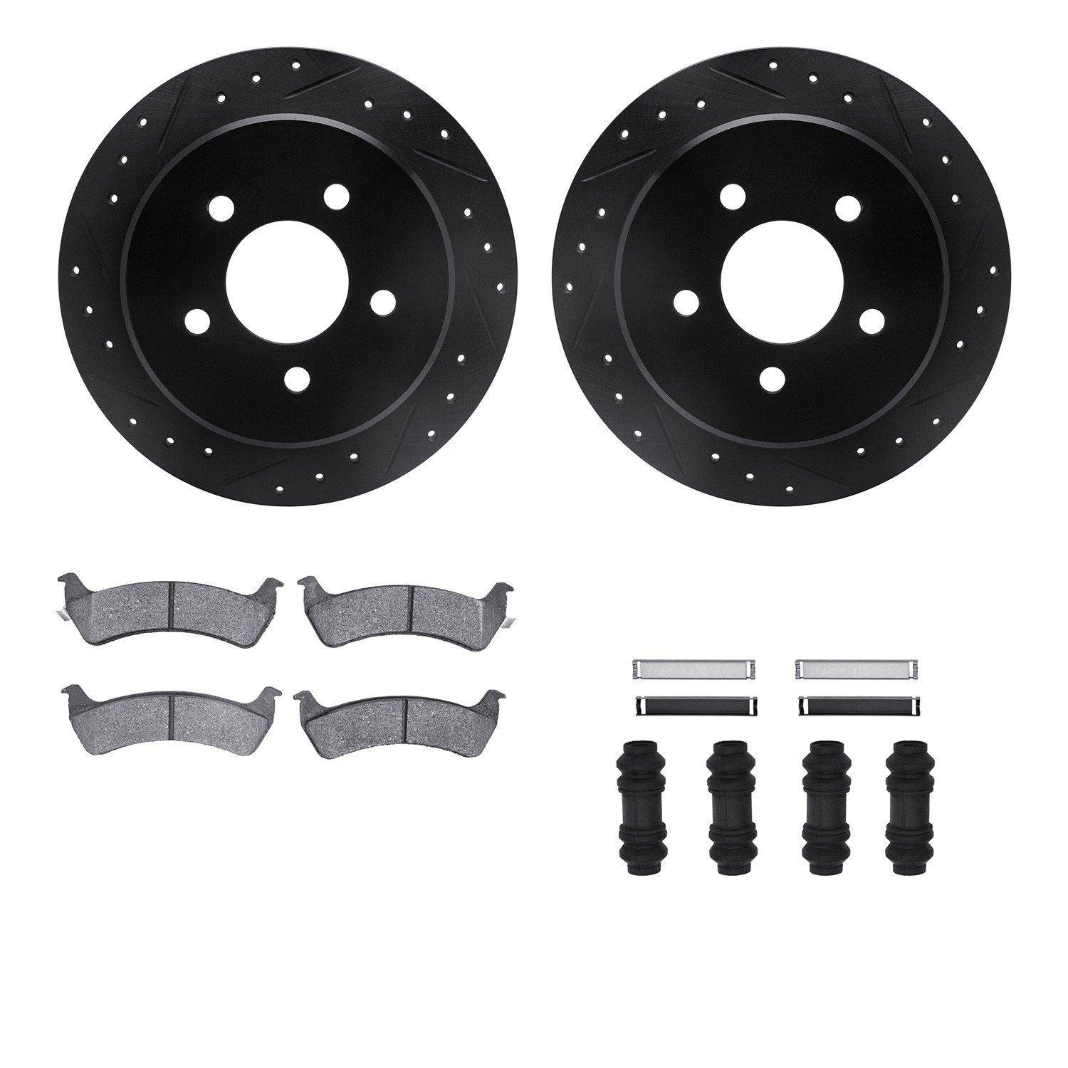 DYN 8212-99126 DFC Brake Rotor - Drilled & Slotted - Black- HD Brake Pad - Hardware