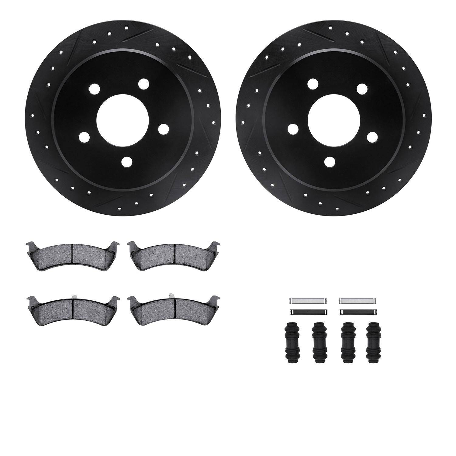 DYN 8212-99127 DFC Brake Rotor - Drilled & Slotted - Black- HD Brake Pad - Hardware