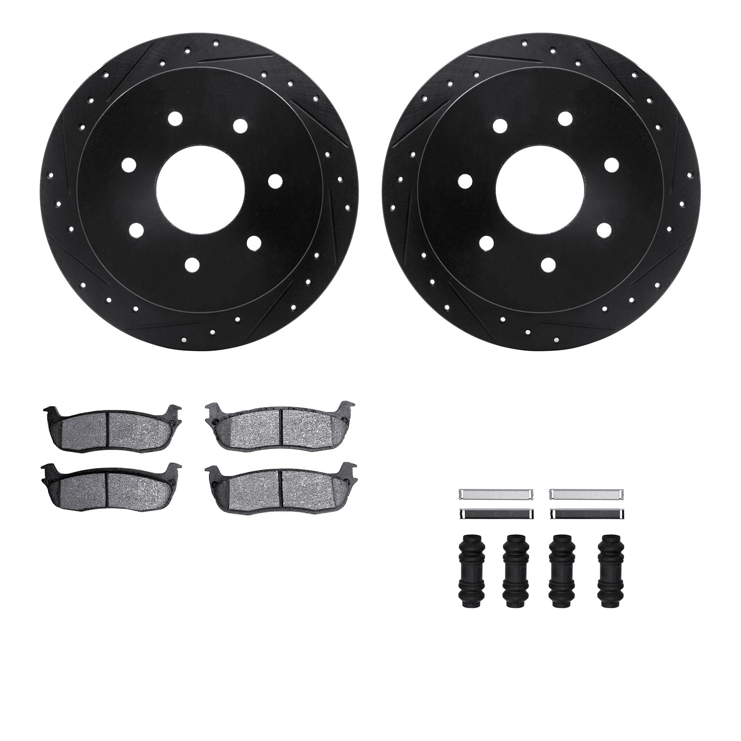 DYN 8212-99137 DFC Brake Rotor - Drilled & Slotted - Black- HD Brake Pad - Hardware