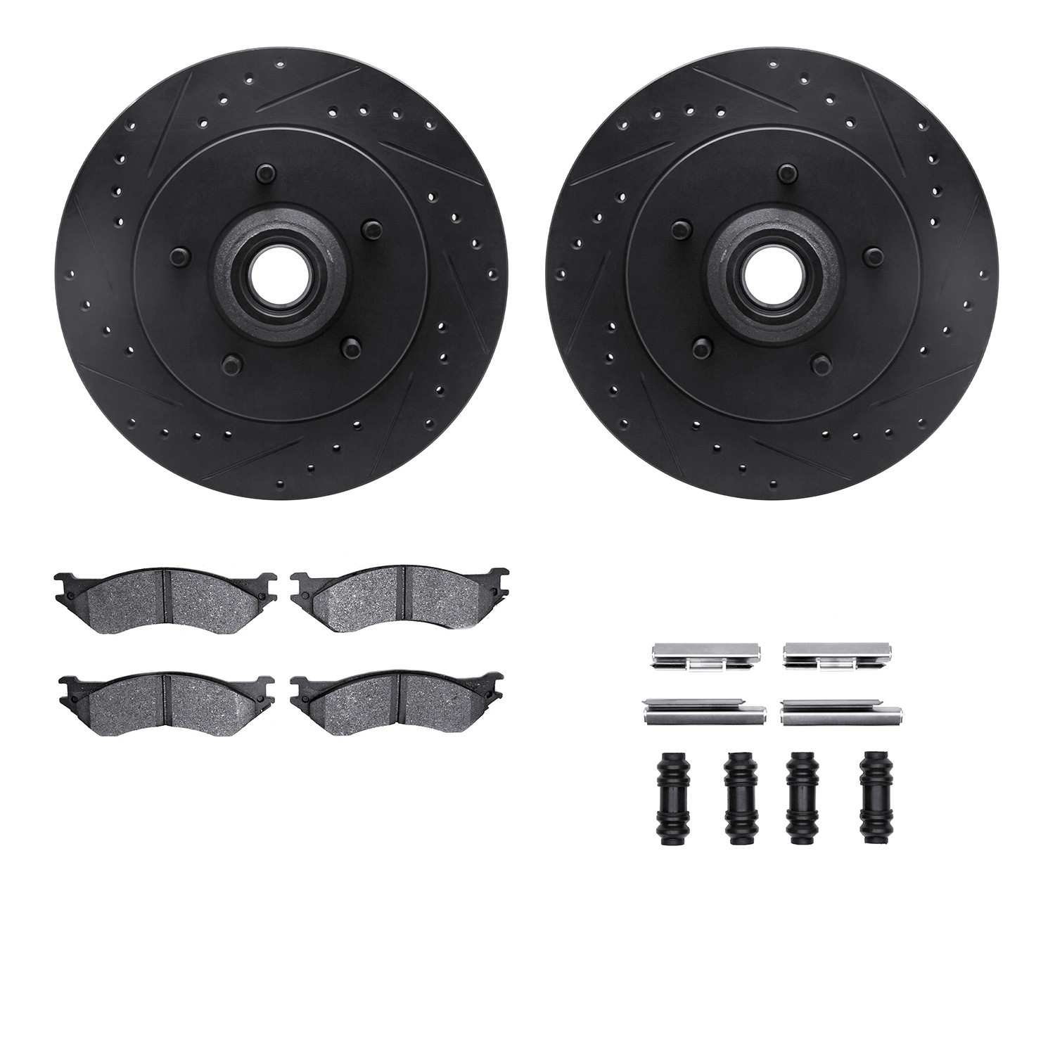 DYN 8212-99139 DFC Brake Rotor - Drilled & Slotted - Black- HD Brake Pad - Hardware