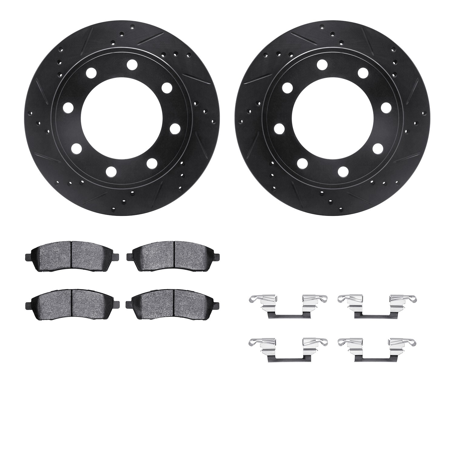 DYN 8212-99150 DFC Brake Rotor - Drilled & Slotted - Black- HD Brake Pad - Hardware