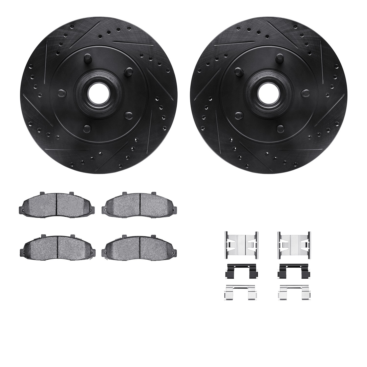 DYN 8212-99158 DFC Brake Rotor - Drilled & Slotted - Black- HD Brake Pad - Hardware