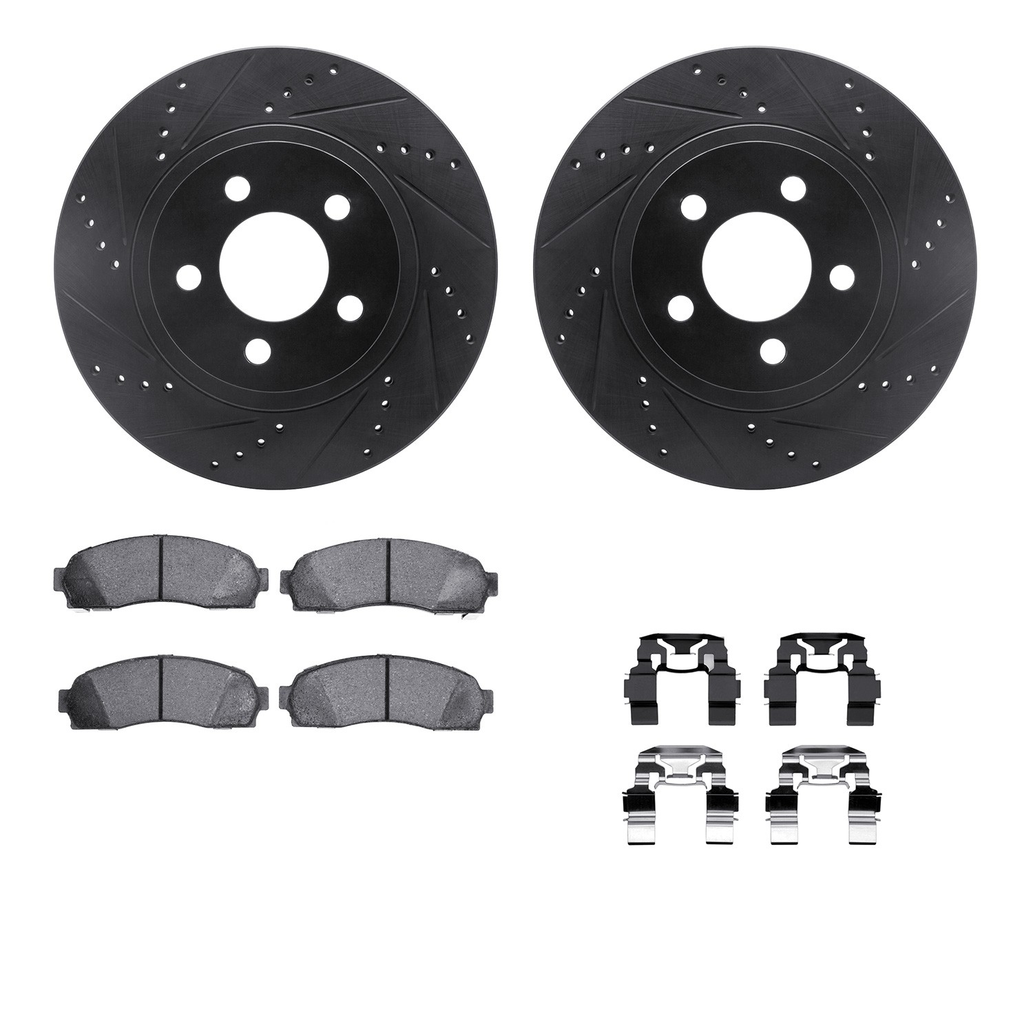 DYN 8212-99161 DFC Brake Rotor - Drilled & Slotted - Black- HD Brake Pad - Hardware