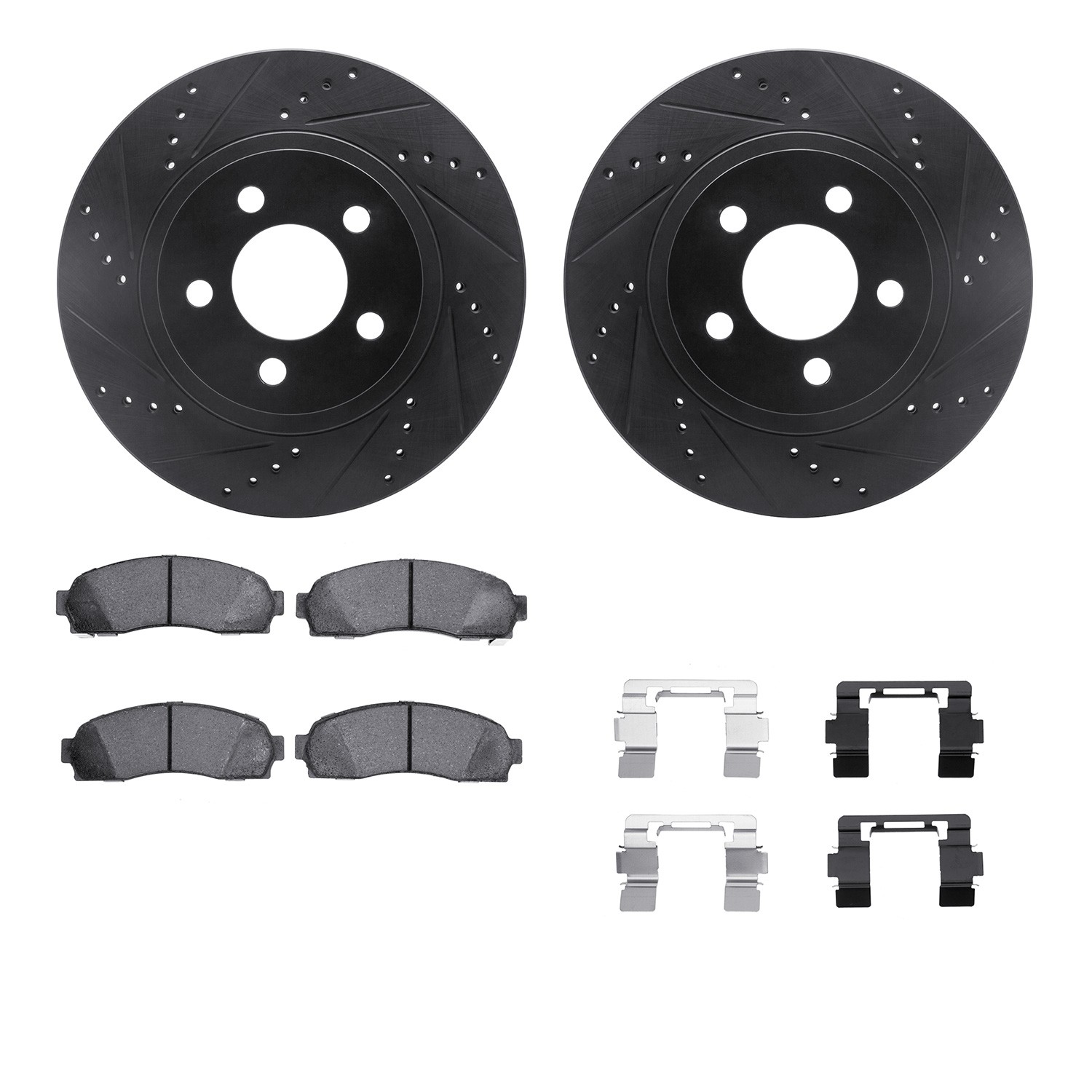 DYN 8212-99163 DFC Brake Rotor - Drilled & Slotted - Black- HD Brake Pad - Hardware