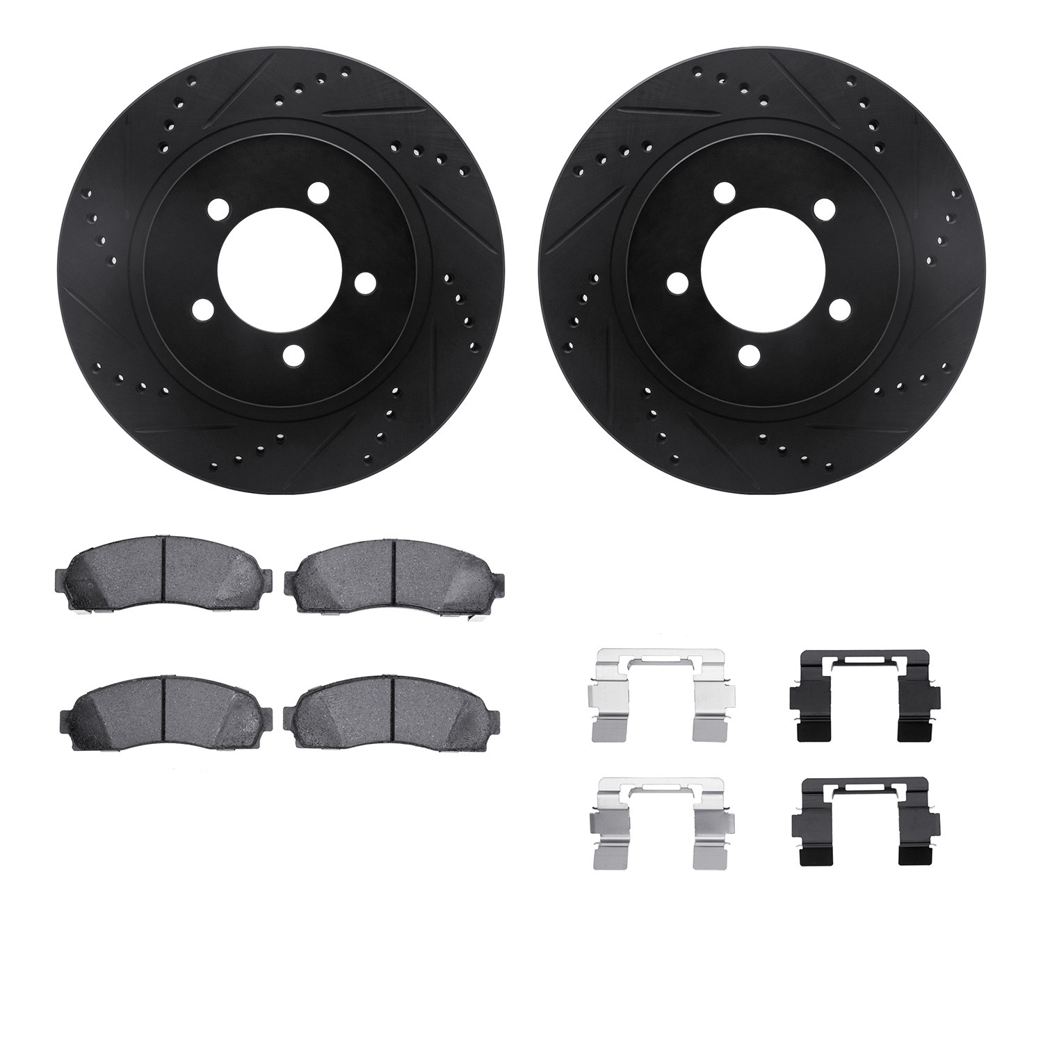 DYN 8212-99175 DFC Brake Rotor - Drilled & Slotted - Black- HD Brake Pad - Hardware
