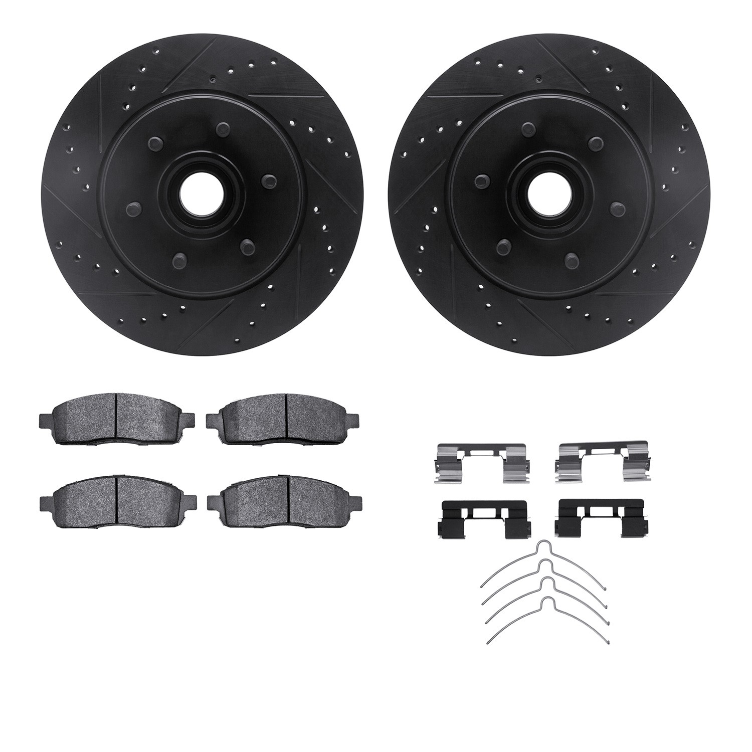 DYN 8212-99182 DFC Brake Rotor - Drilled & Slotted - Black- HD Brake Pad - Hardware