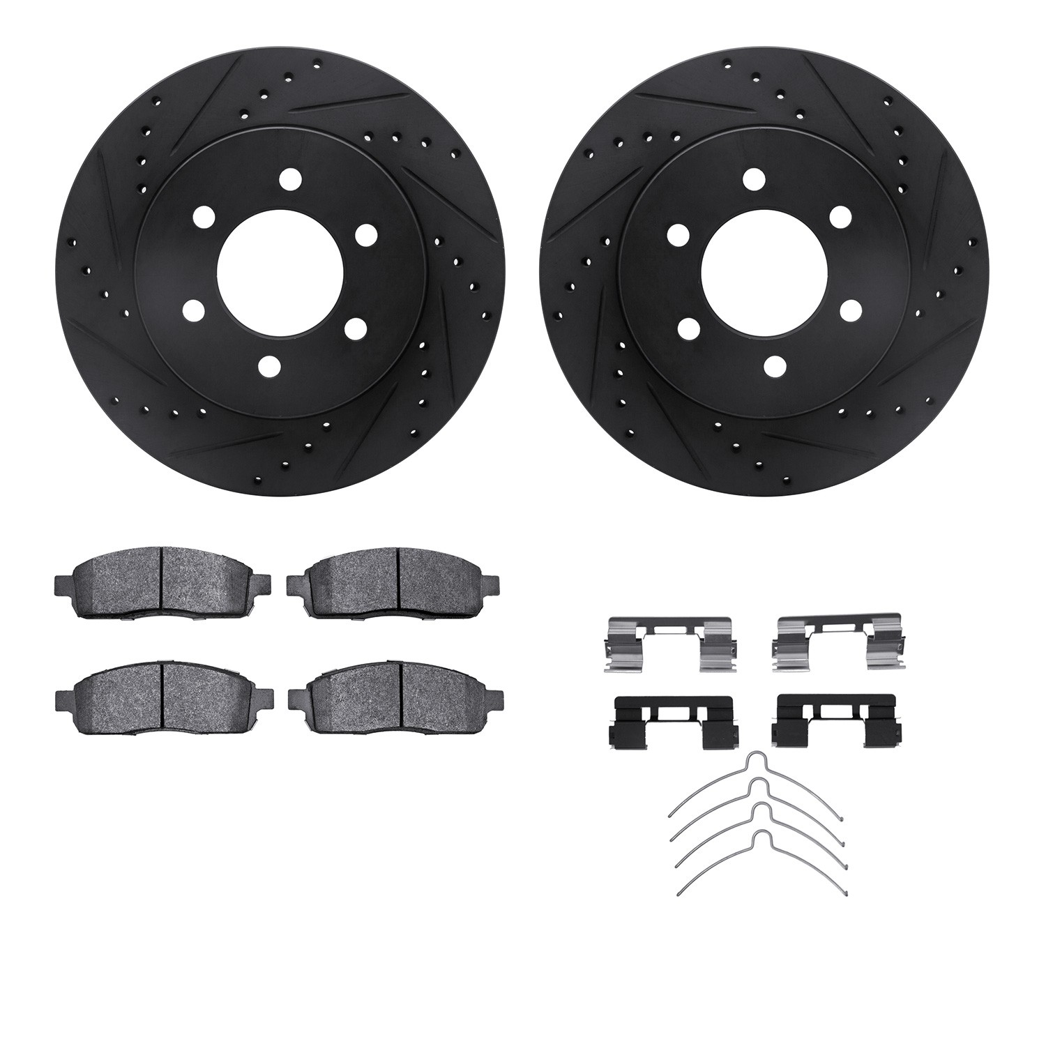 DYN 8212-99184 DFC Brake Rotor - Drilled & Slotted - Black- HD Brake Pad - Hardware