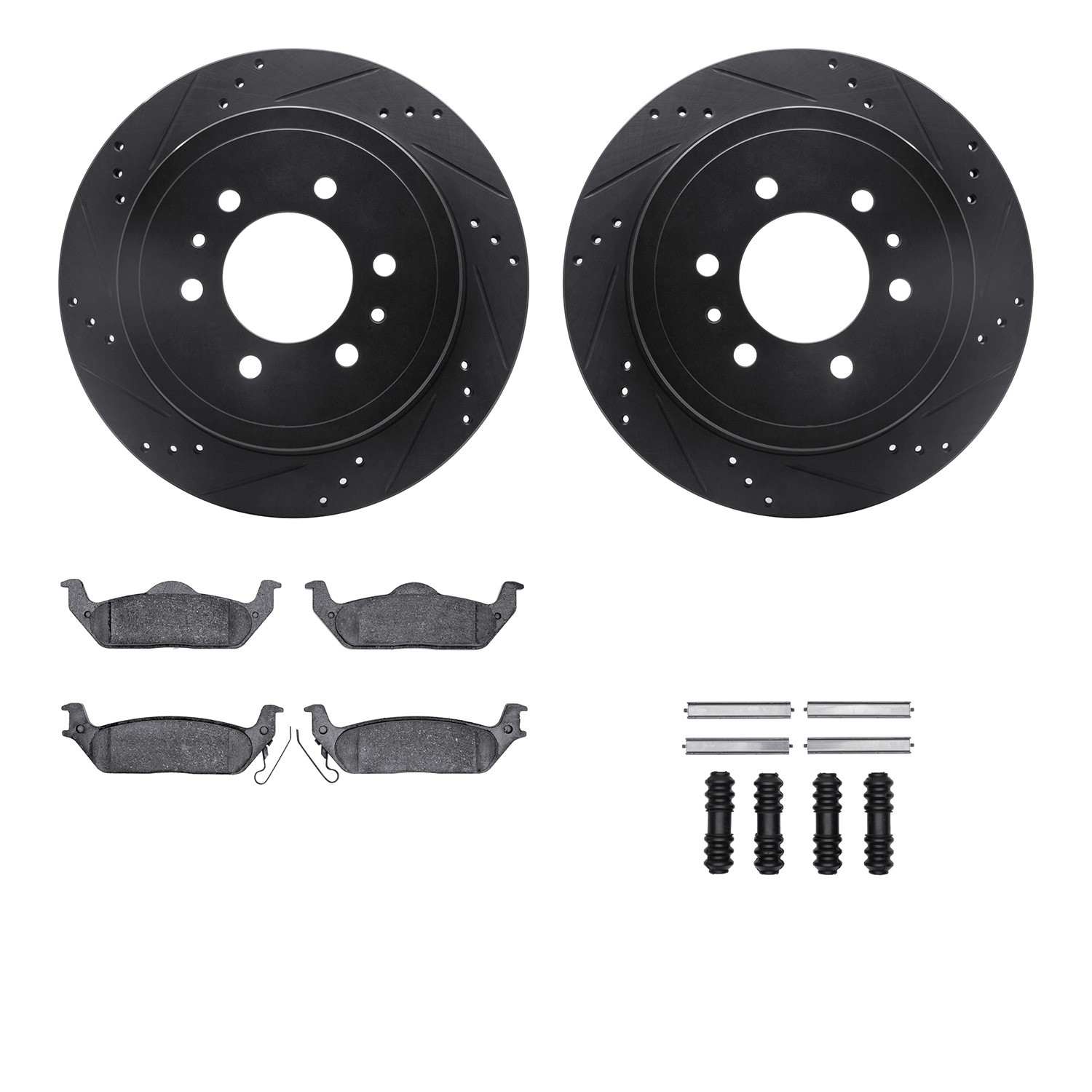 DYN 8212-99186 DFC Brake Rotor - Drilled & Slotted - Black- HD Brake Pad - Hardware