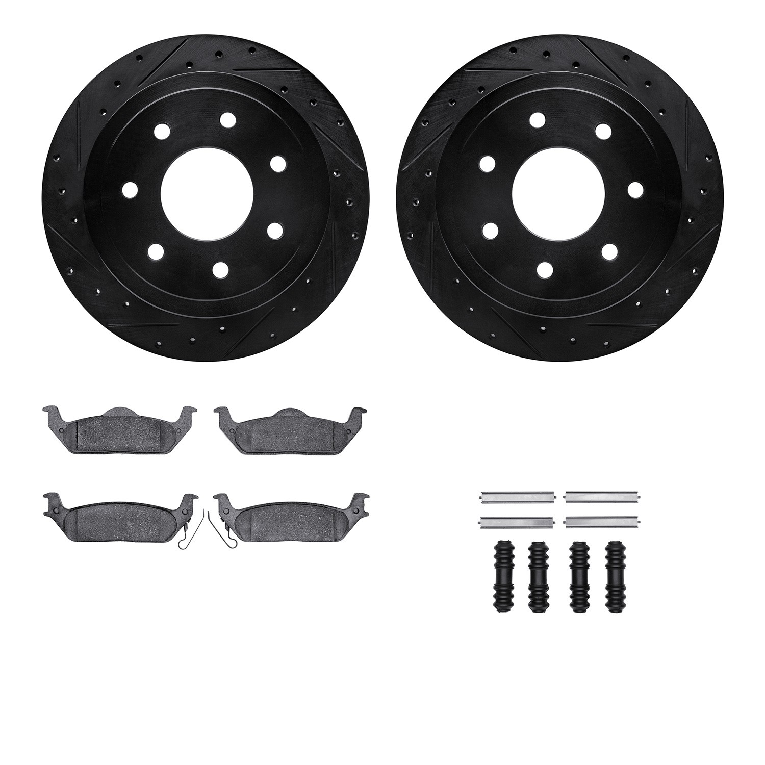 DYN 8212-99188 DFC Brake Rotor - Drilled & Slotted - Black- HD Brake Pad - Hardware